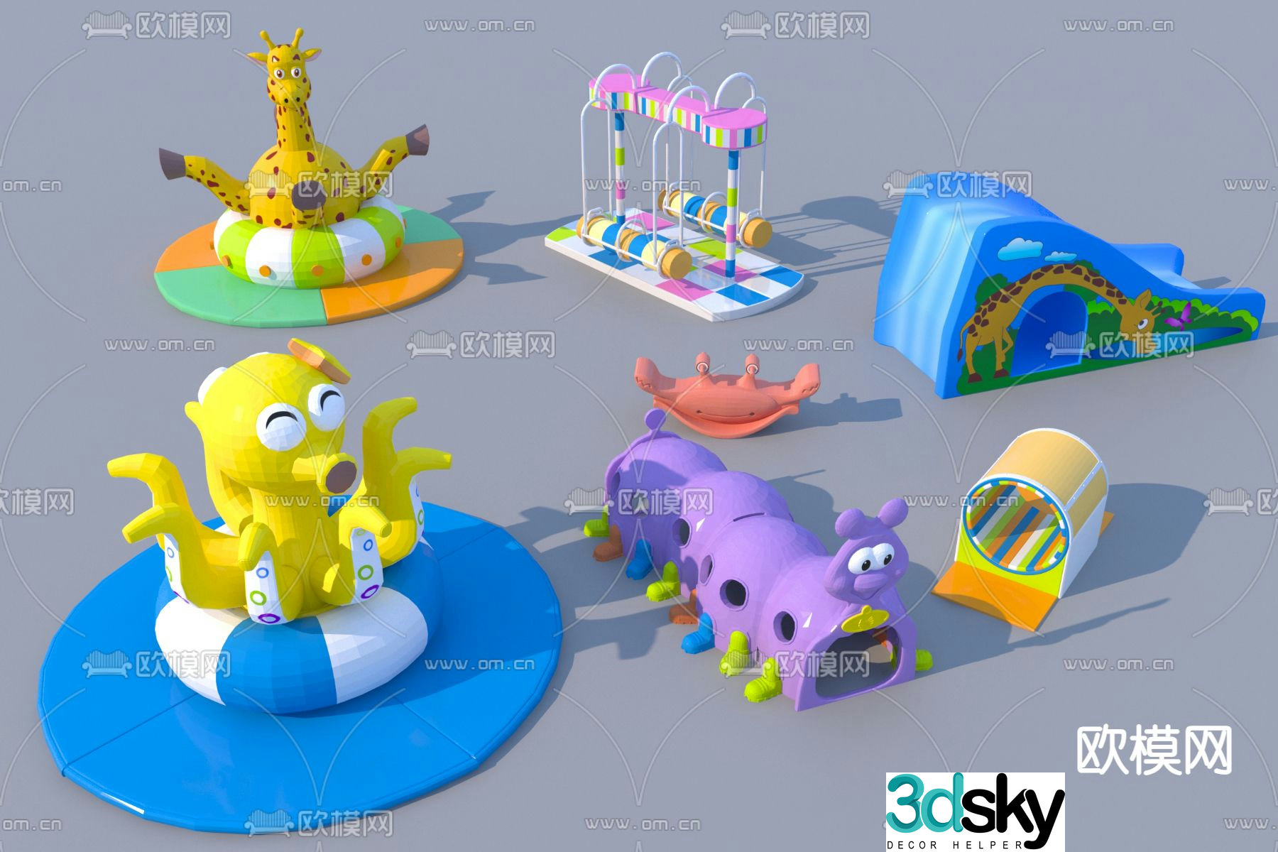 Amusement facilities outdoor swing slide 3d model