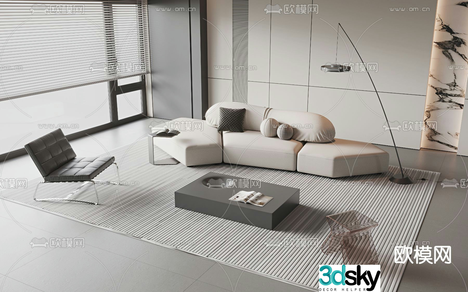 Italian sectional sofa 3d model