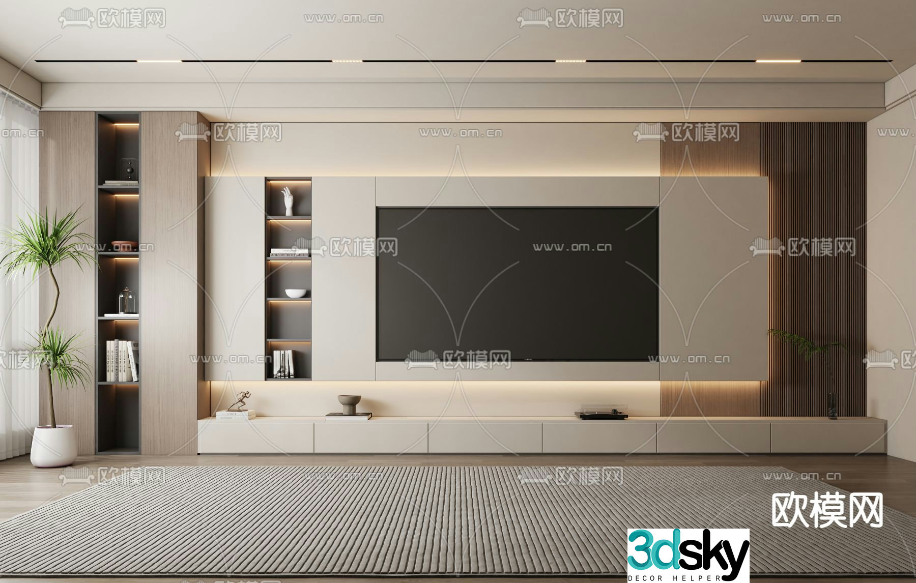 modern tv background 3d model
