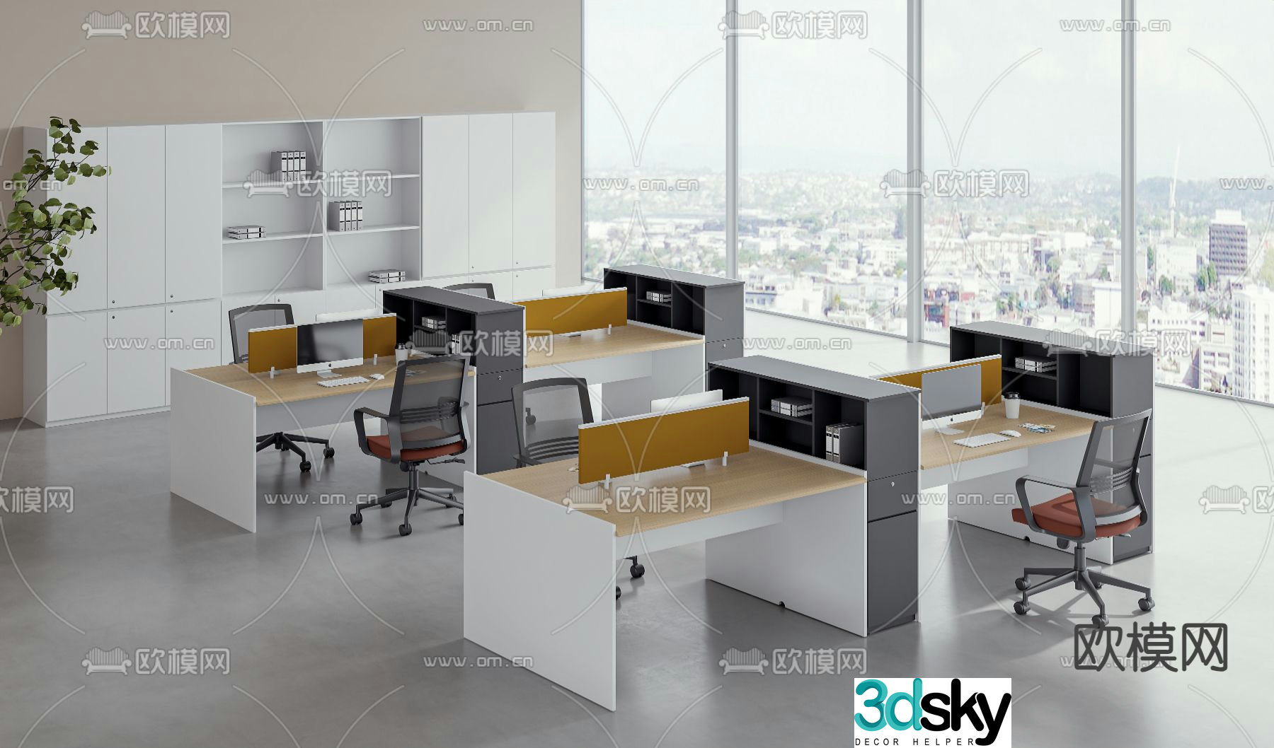 Open office area workstation 3D model