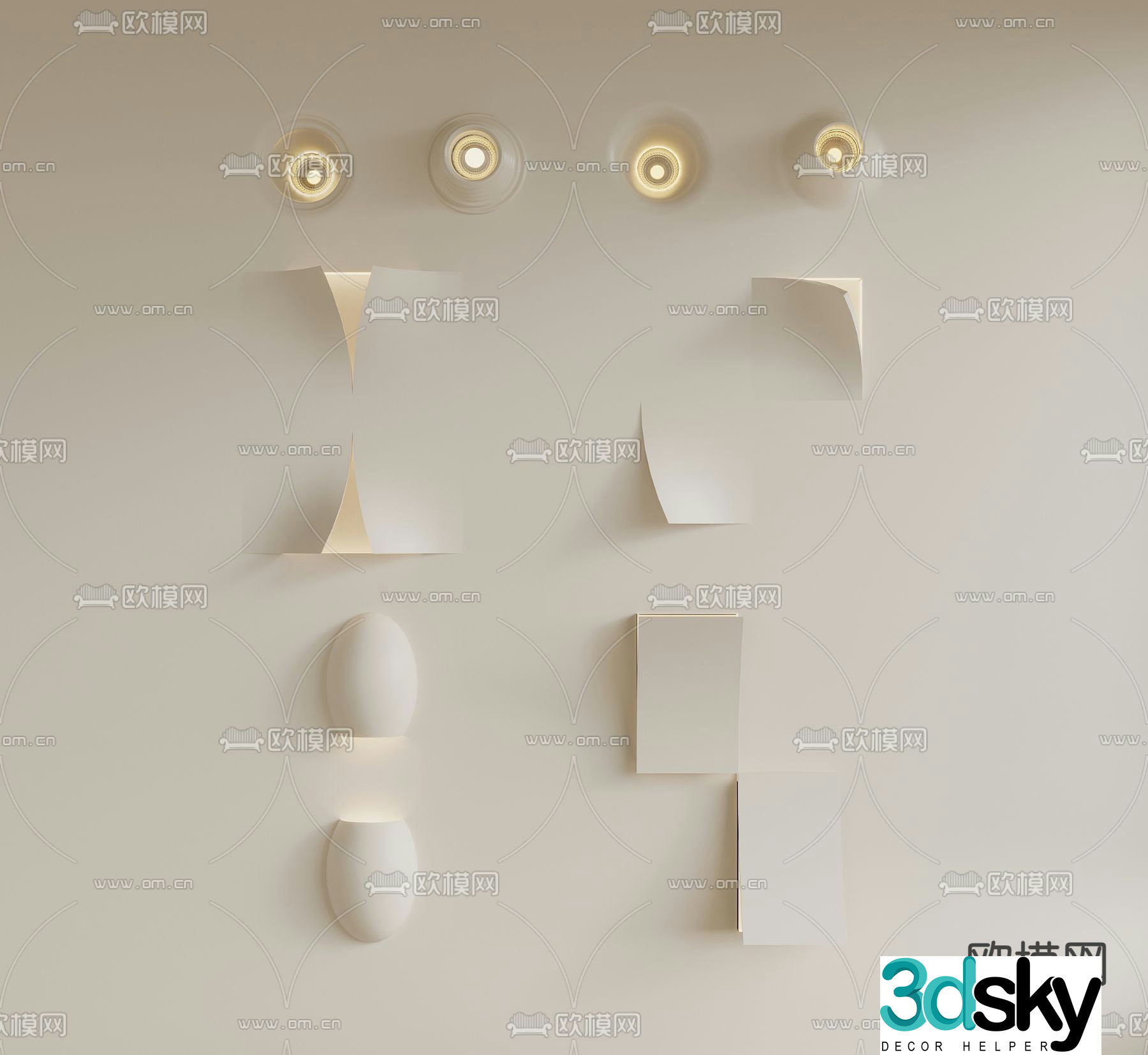 Cream style plaster wall lamp 3d model