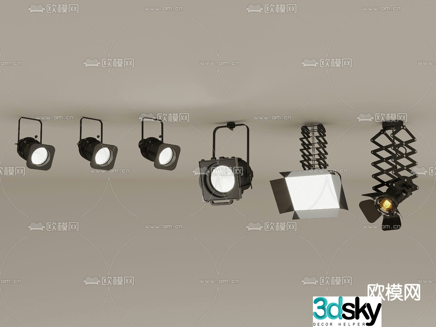 Stage light turn signal telescopic downlight 3d model
