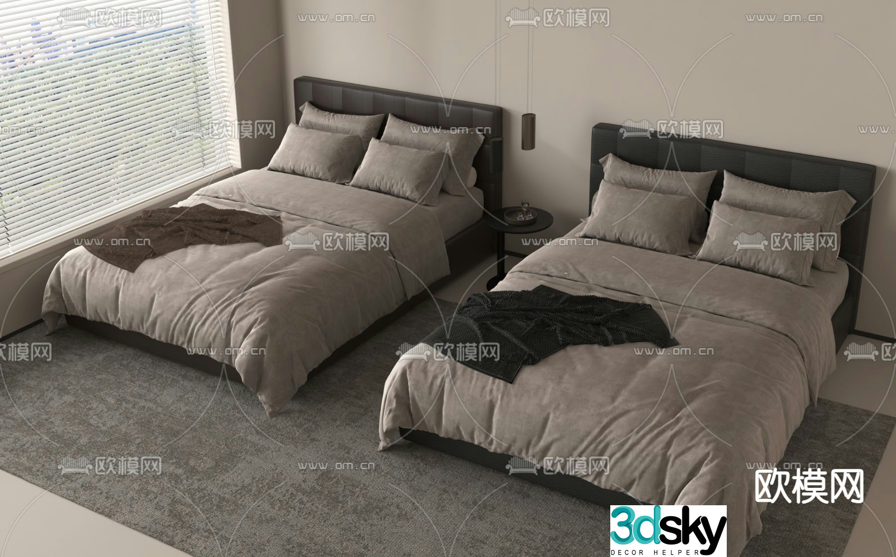Modern double bed 3d model