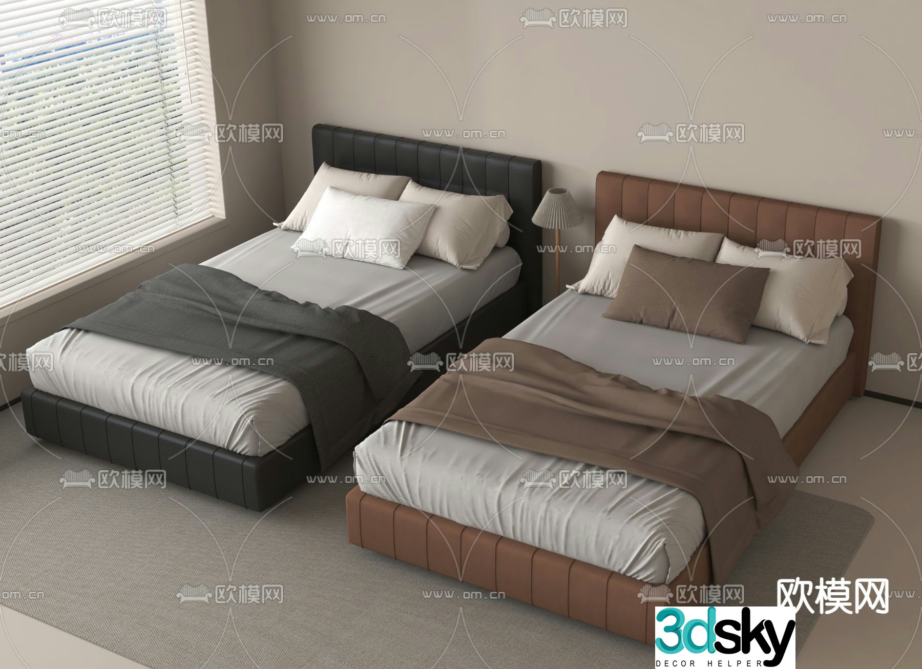 Modern double bed 3d model