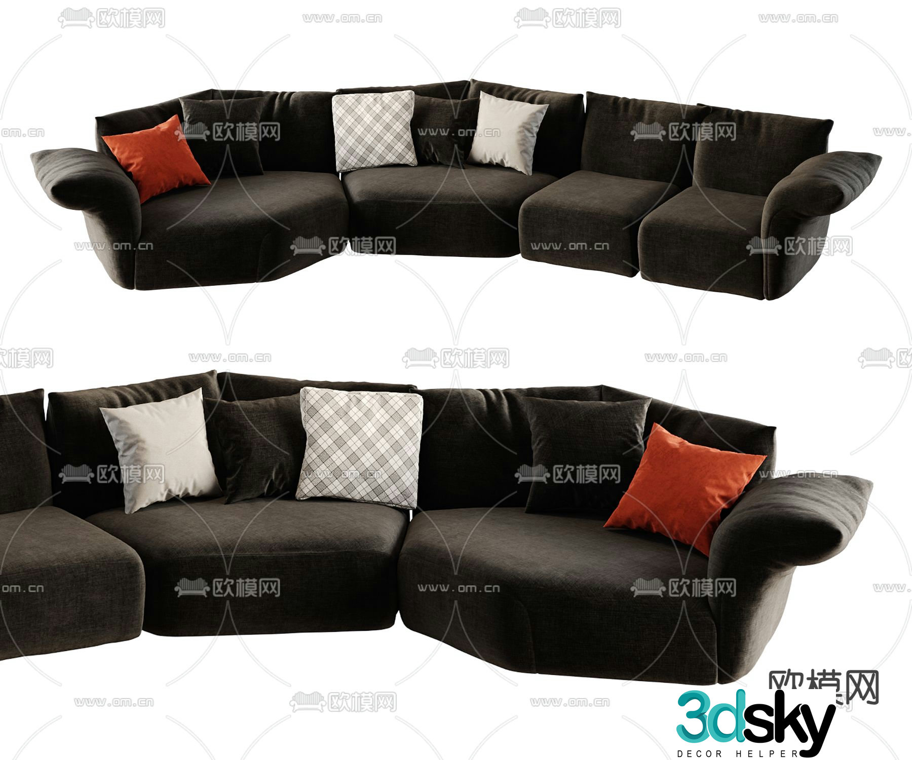 Multi-person sofa special-shaped sofa curved sofa 3D model