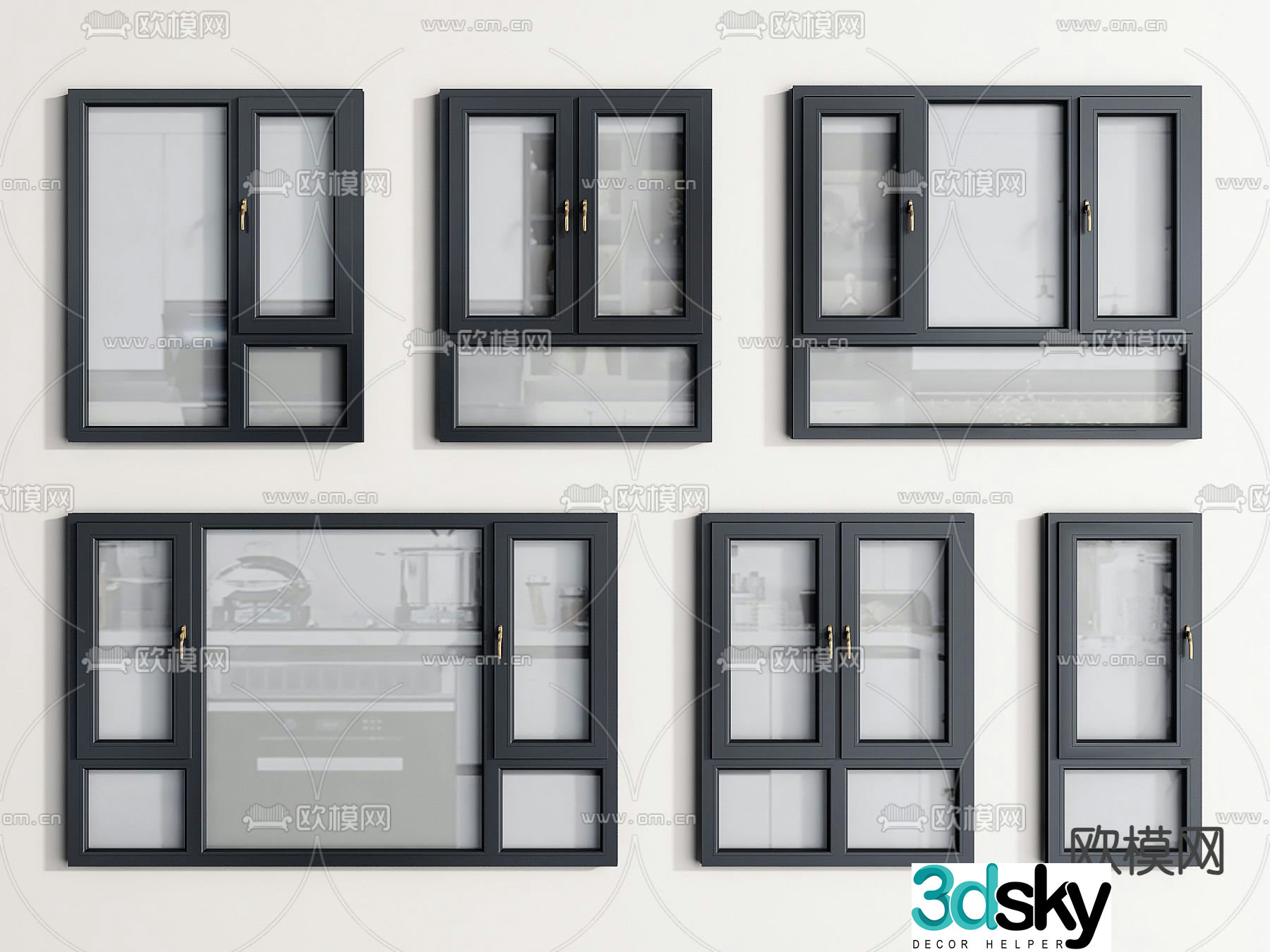 modern windows casement windows glass window 3d model