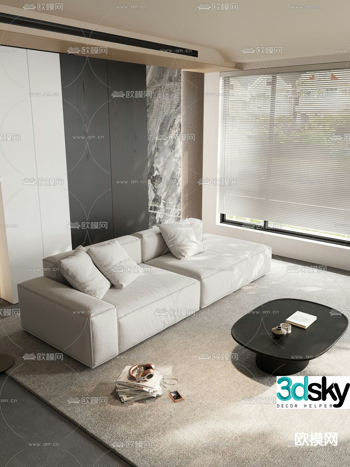 Double sofa upholstered sofa 3d model