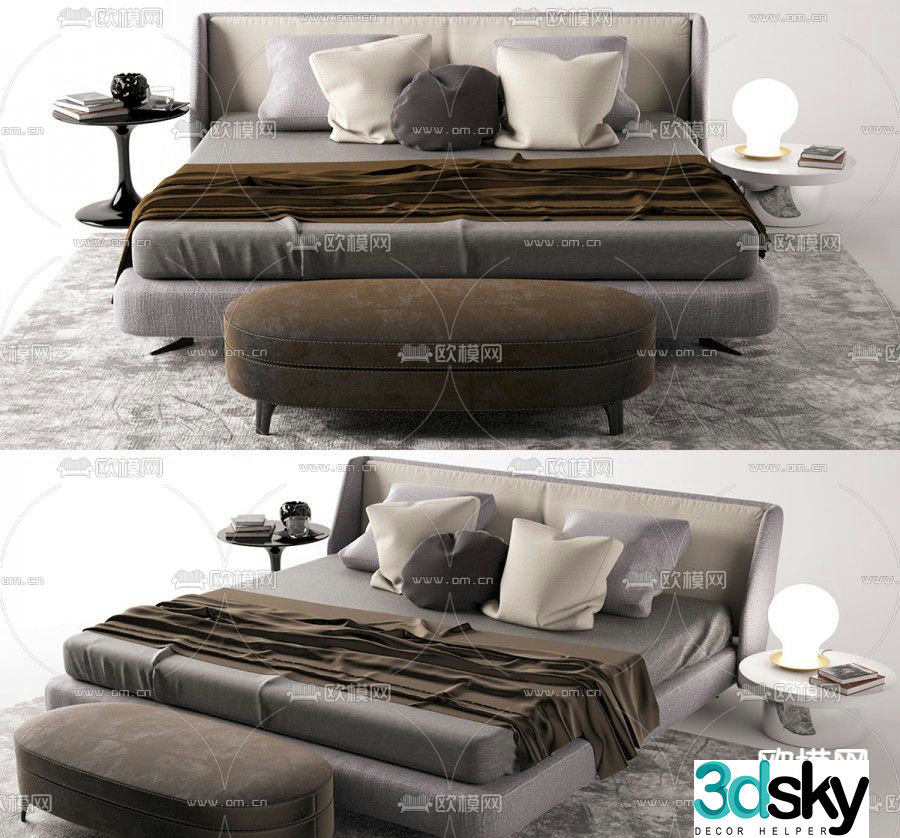Italian double bed 3d model