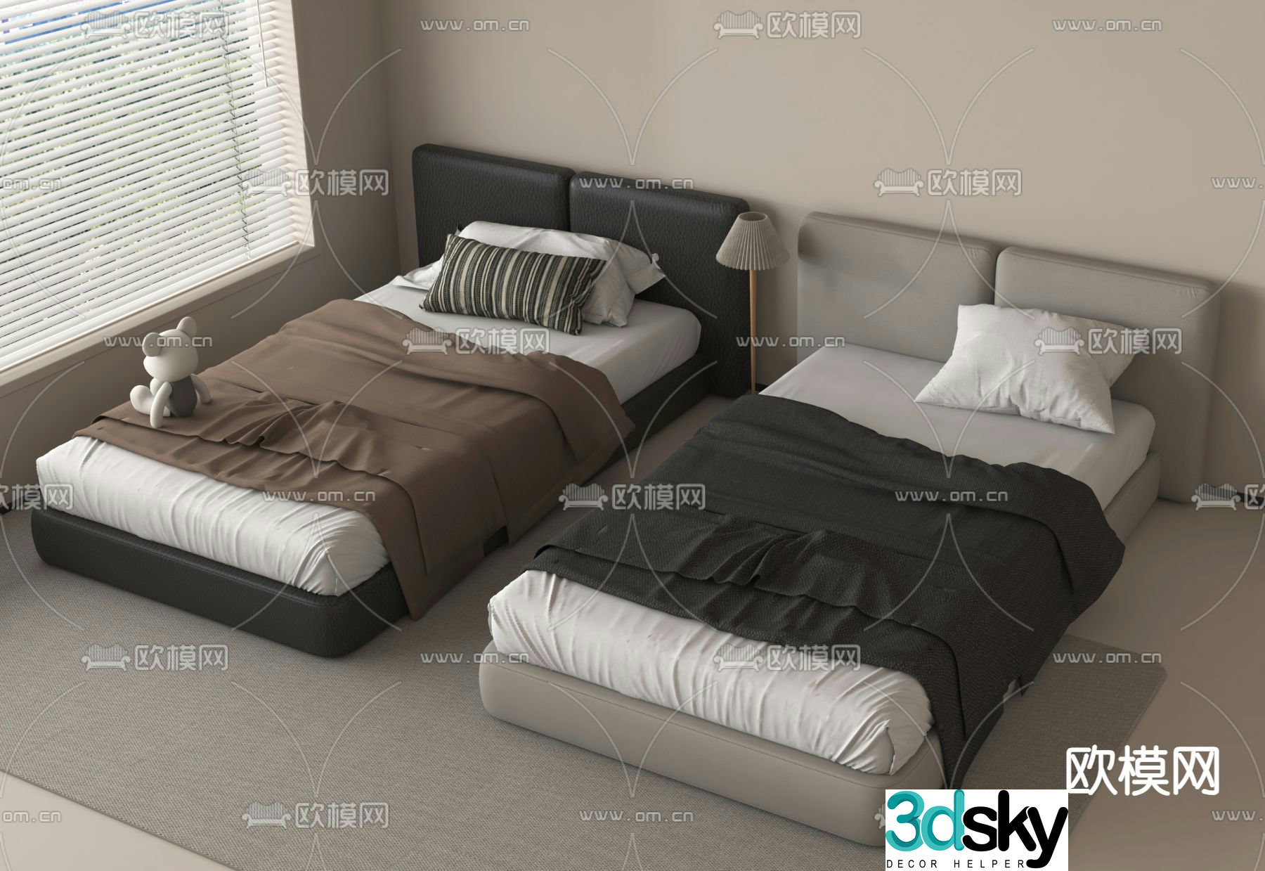 Modern double bed 3d model