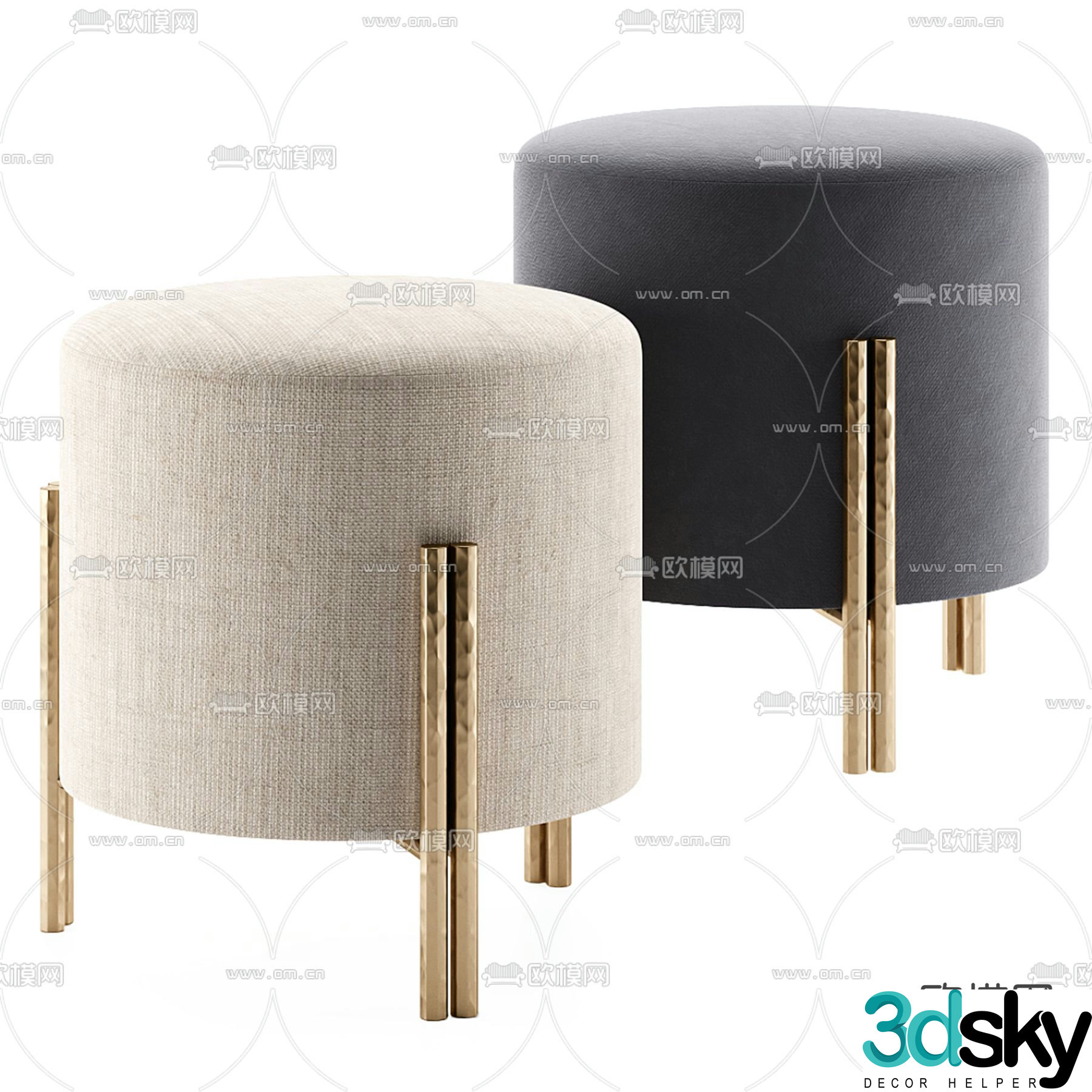Kelly Wearstler stool sofa stool round stool 3d model
