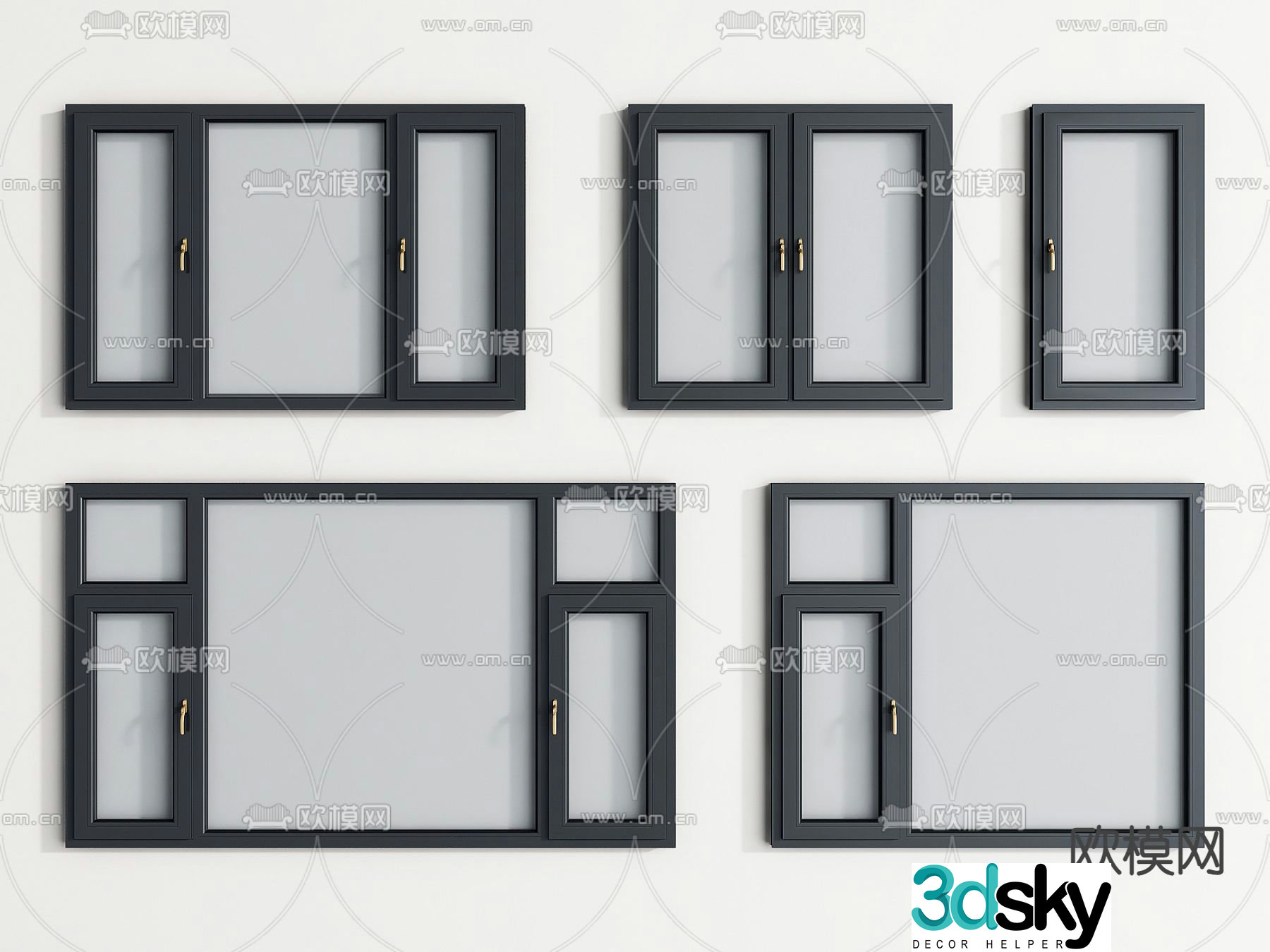 Modern window casement window window glass window 3d model