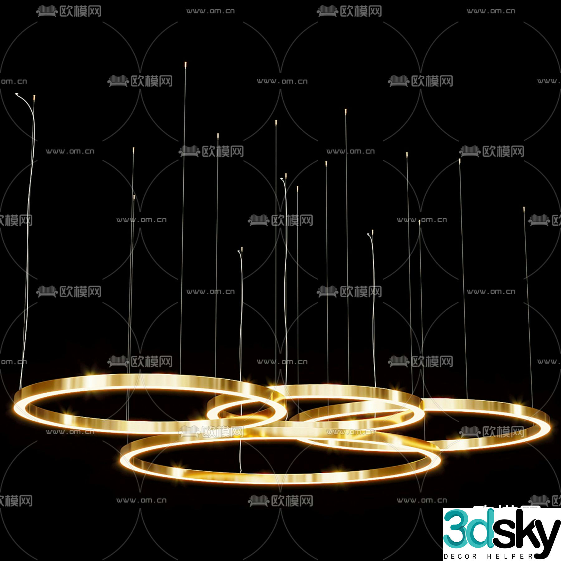Modern metal chandelier 3d model