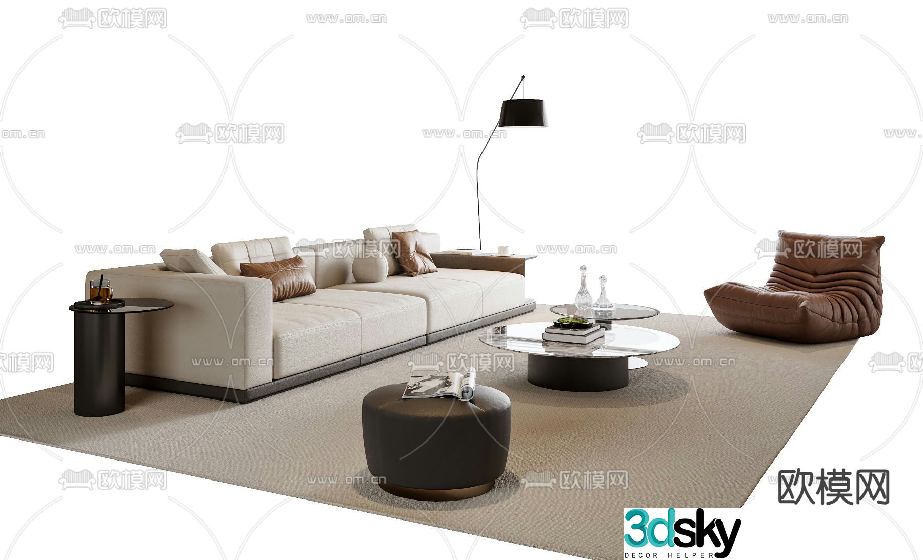 Modern sectional sofa 3d model
