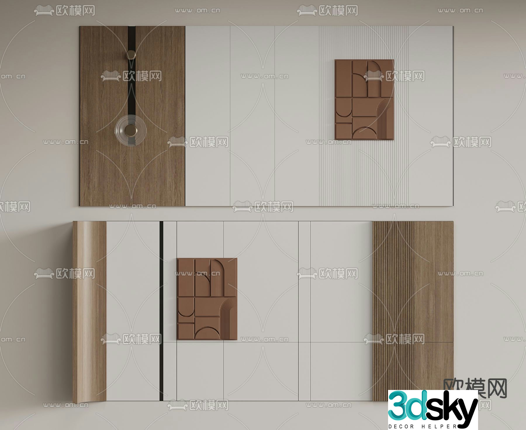 Modern sofa background wall 3d model