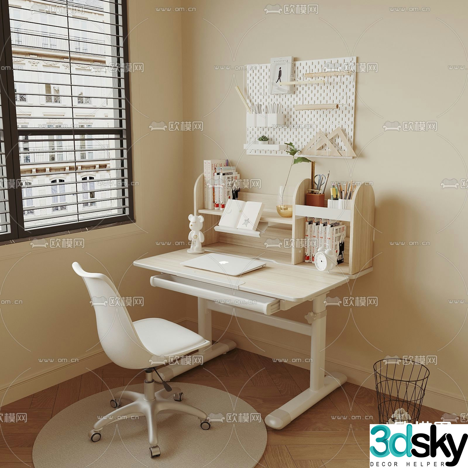 Children’s desk chair study table 3d model