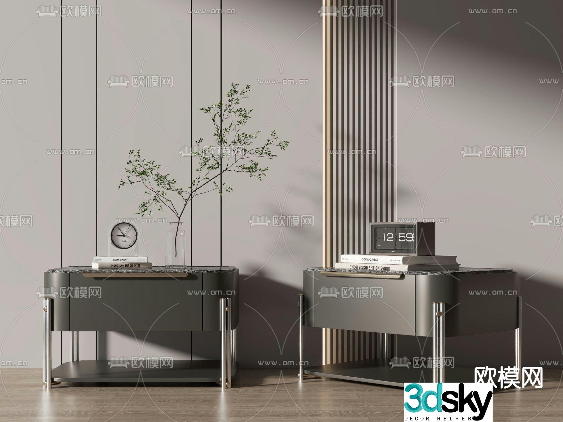 Modern bedside table 3d model