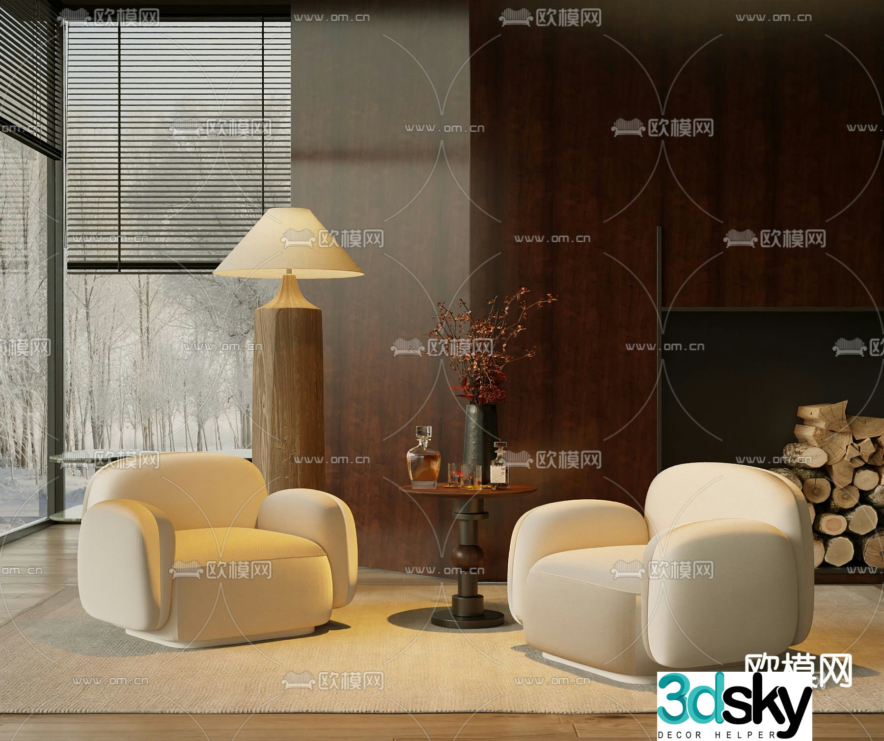 Wabi-sabi single sofa 3d model