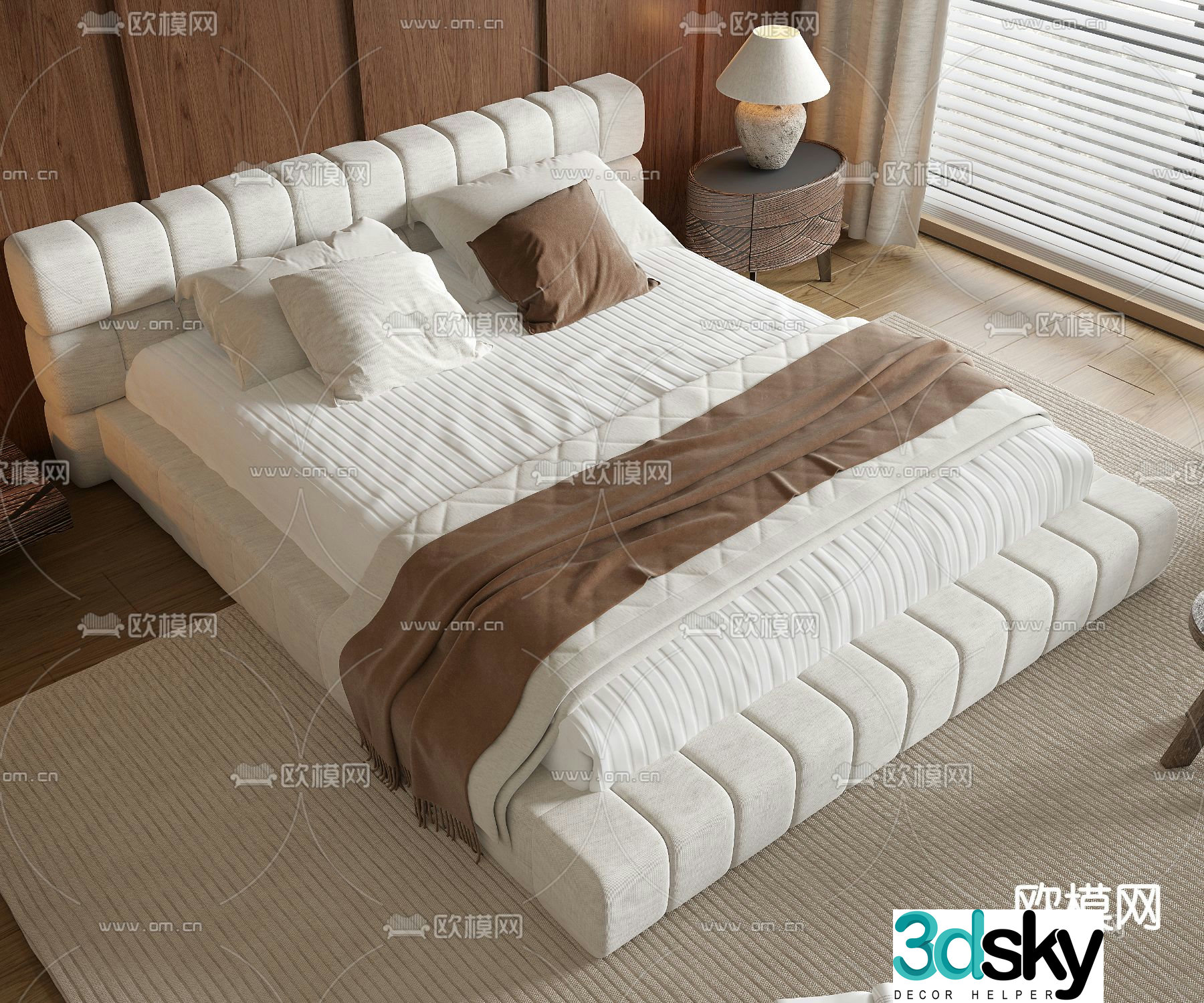Medieval style double bed 3d model