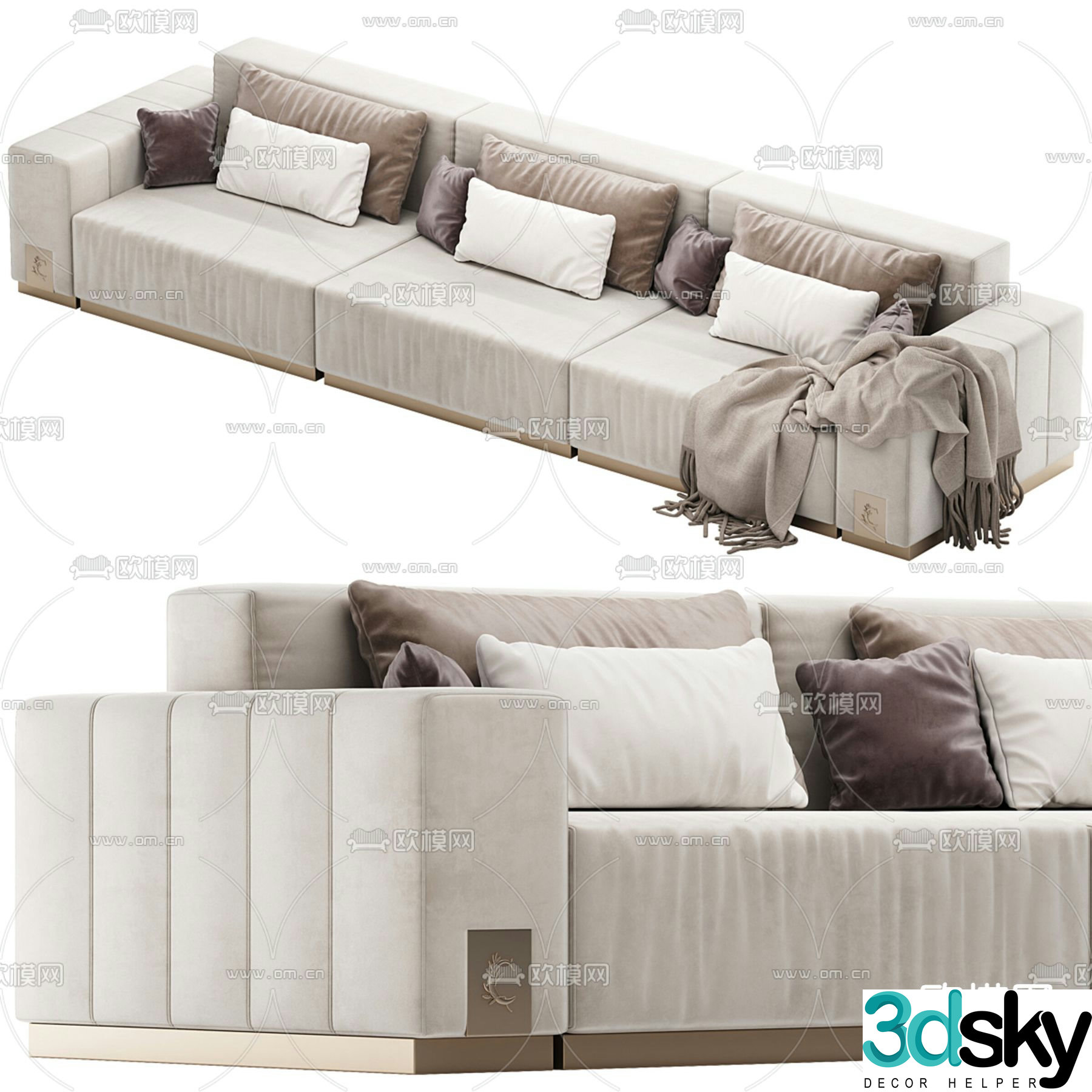 Modern three-seat sofa 3d model
