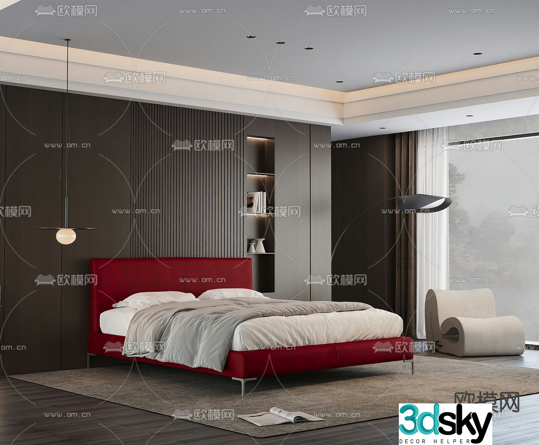 Italian double bed 3d model