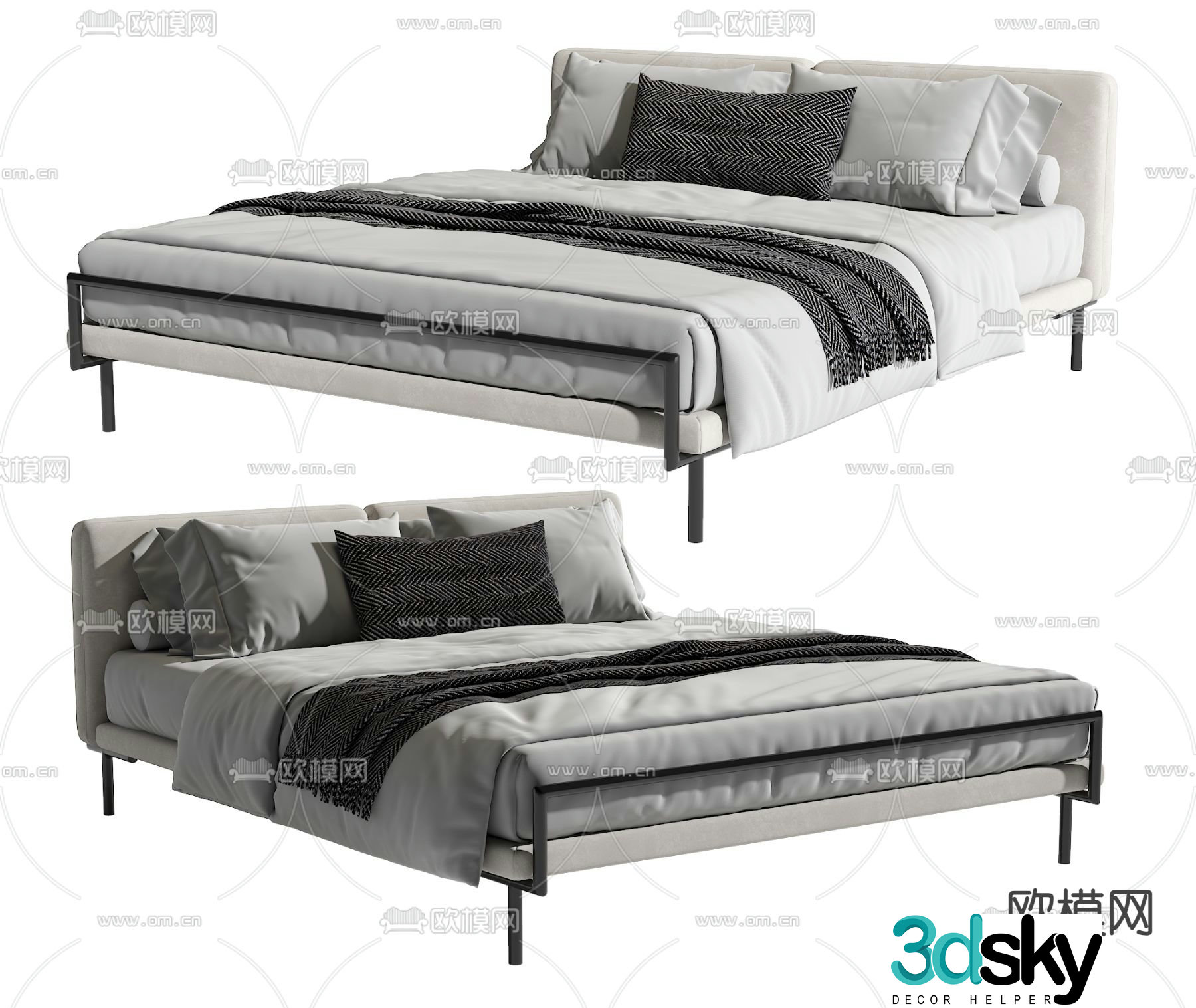 Modern double bed 3d model