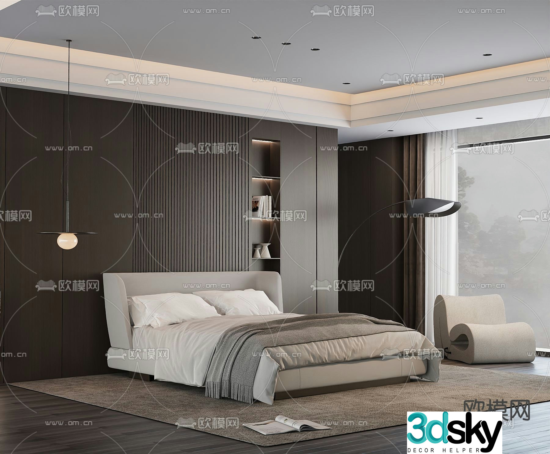 Italian double bed 3d model
