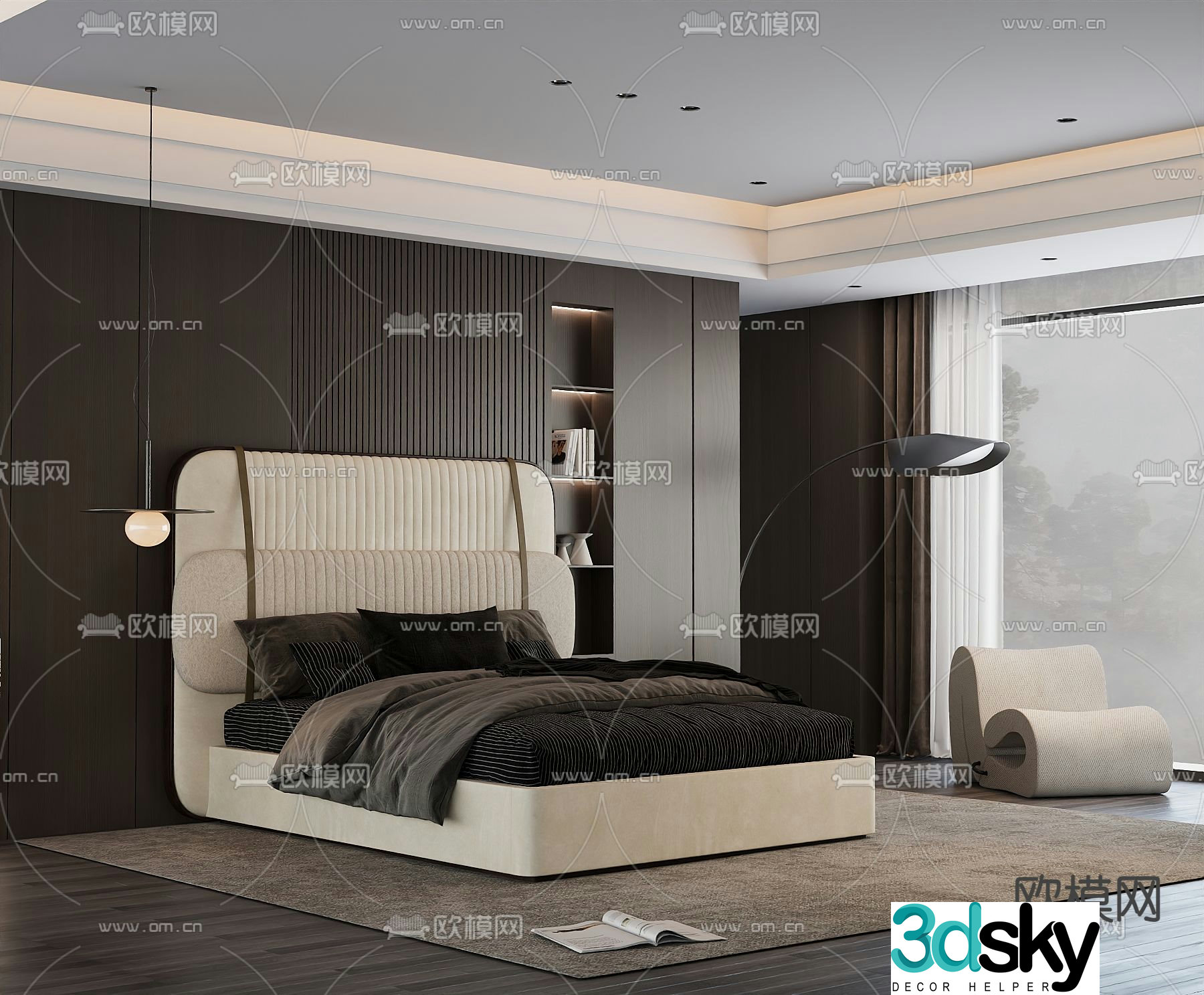 Italian double bed 3d model