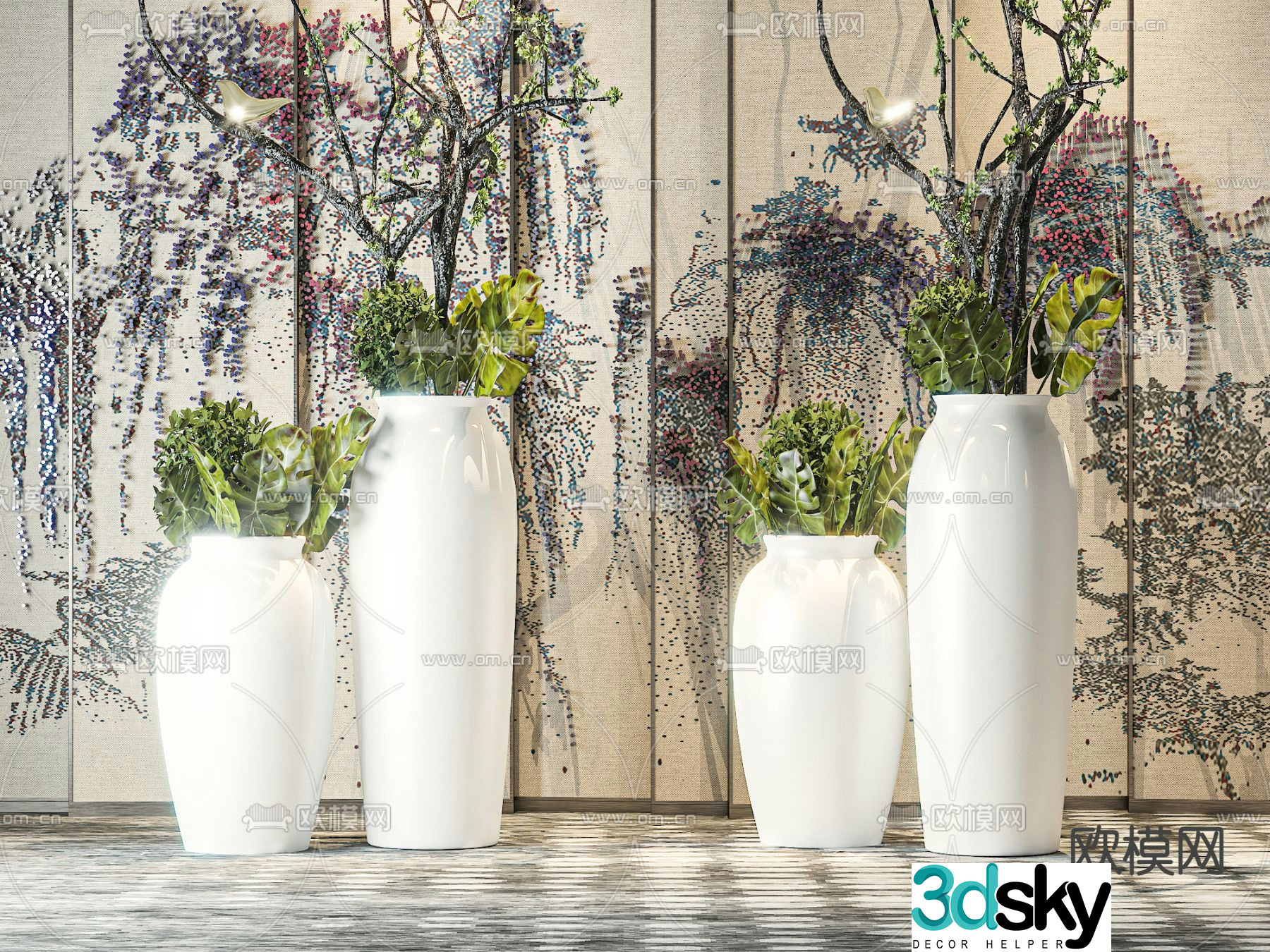 New Chinese-style plant potted 3D model