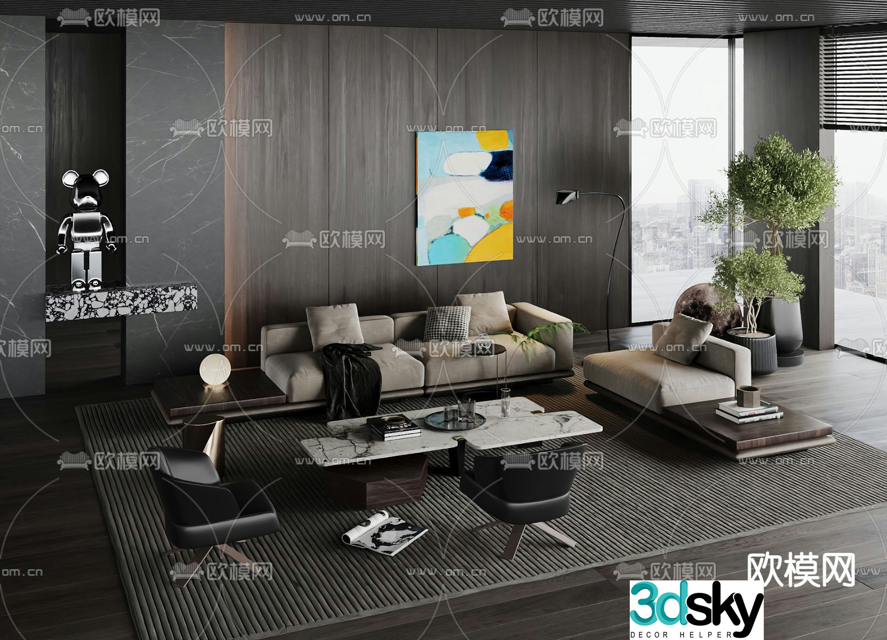 Italian sofa modular sofa 3d model