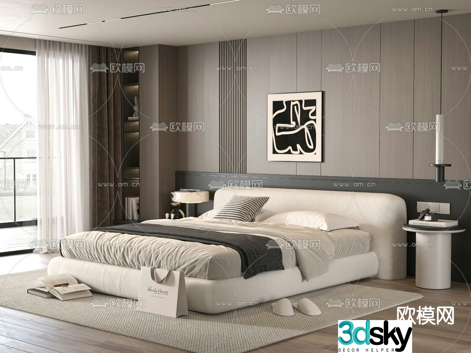 Minotti modern double bed 3d model