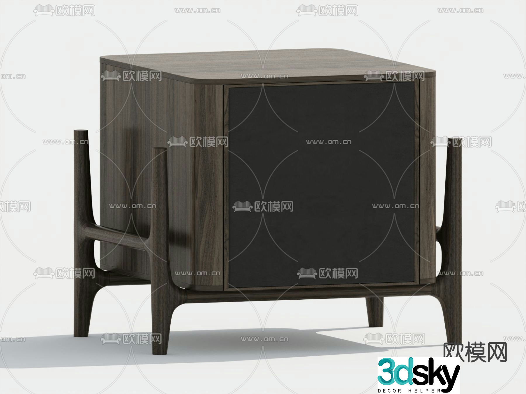 Medieval style bedside table 3d model