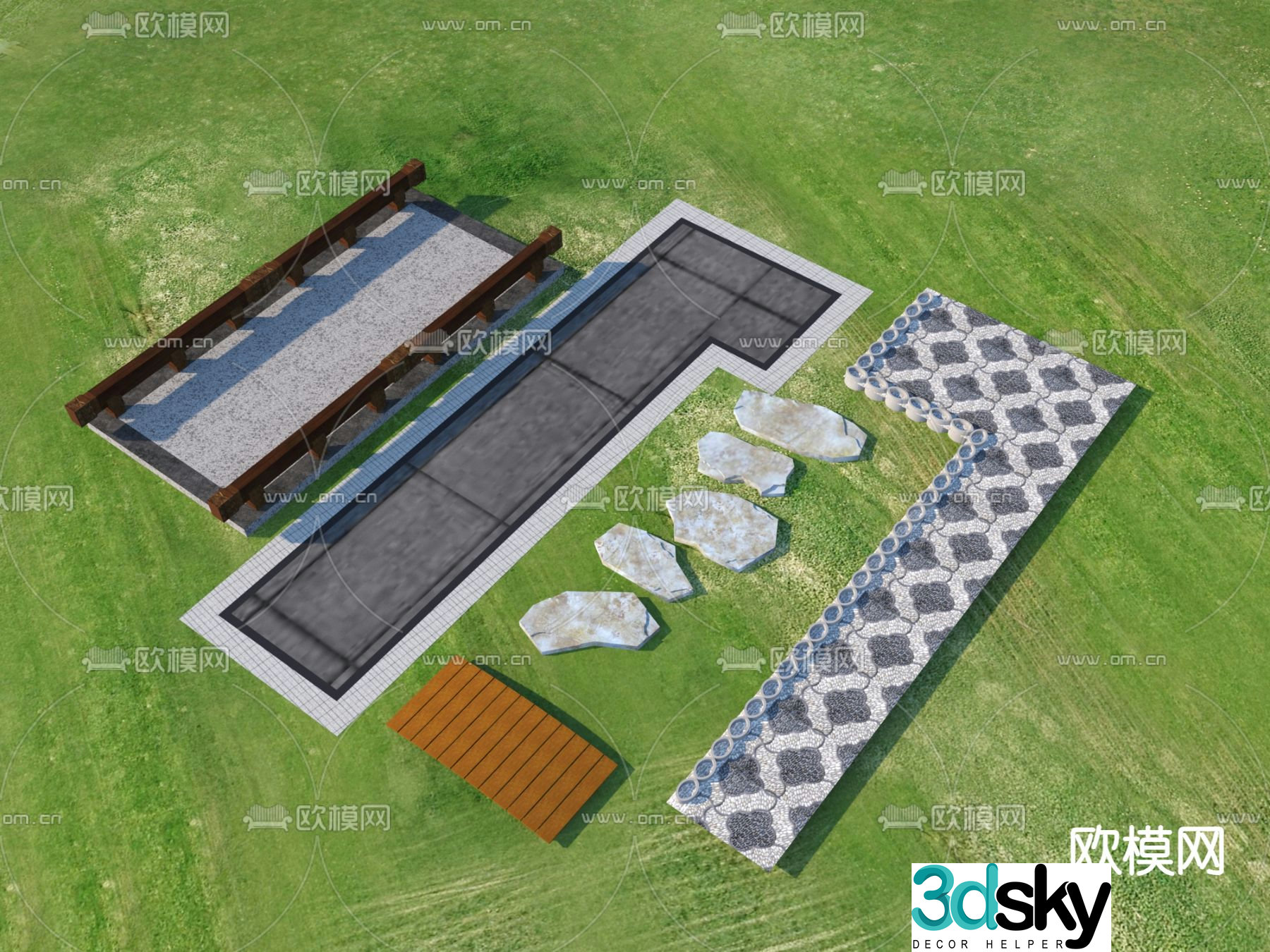 Landscape Garden Road Tingbu Park Tingbu 3D model