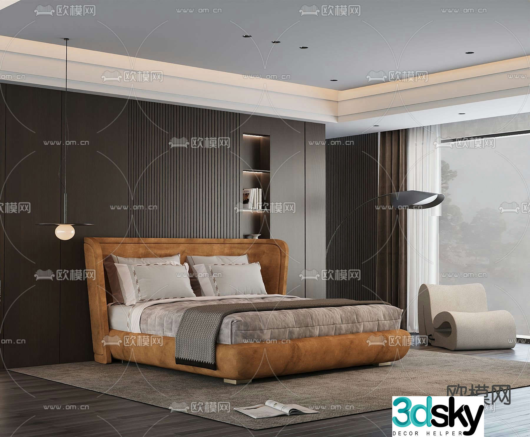 Modern double bed 3d model