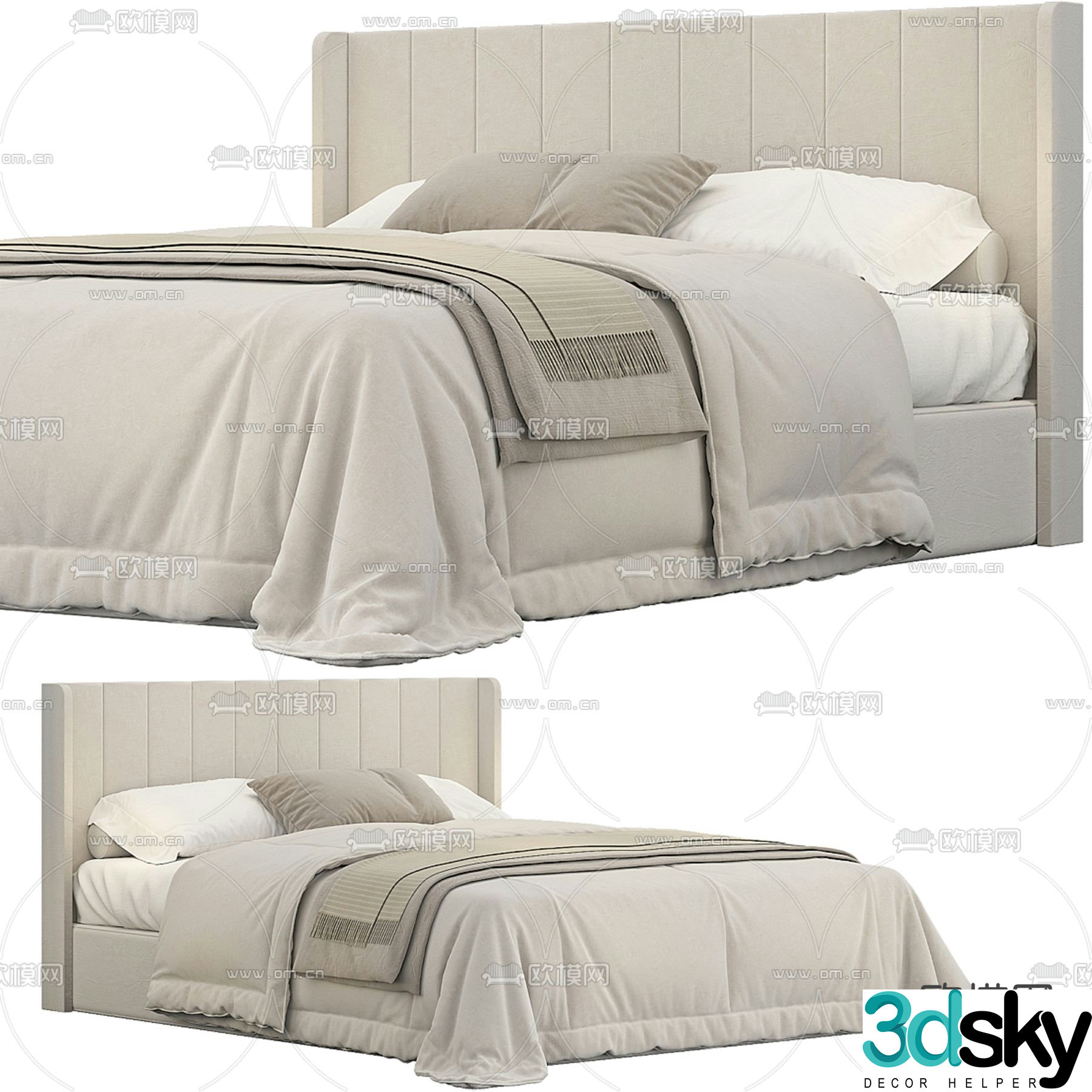 Modern double bed 3d model