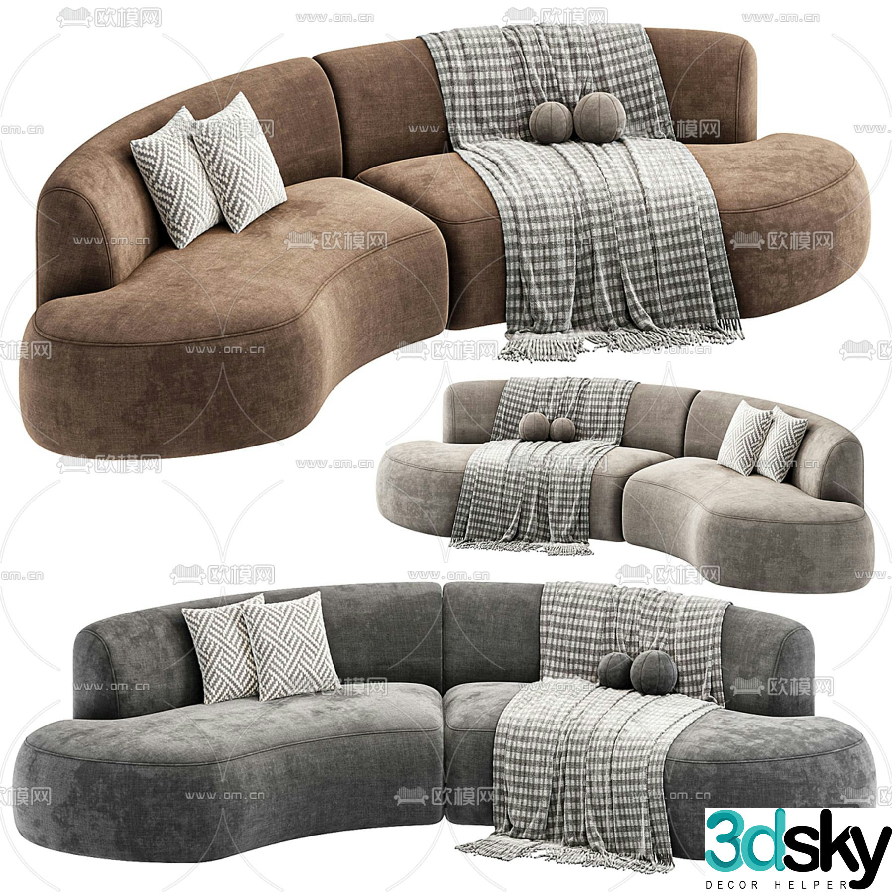 High Fashion Home curved sofa 3d model