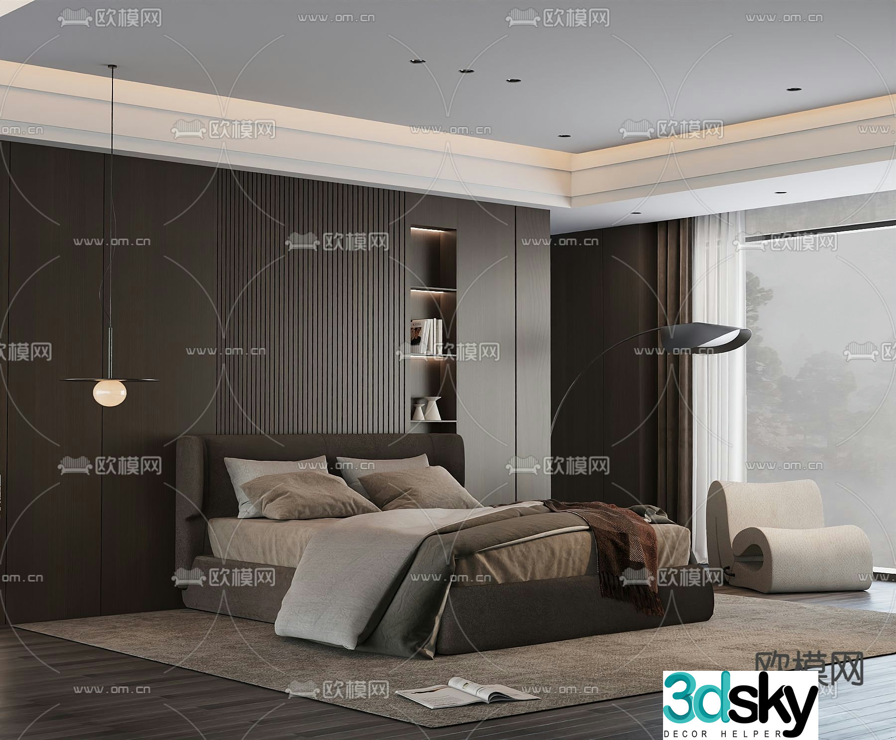 Italian double bed 3d model