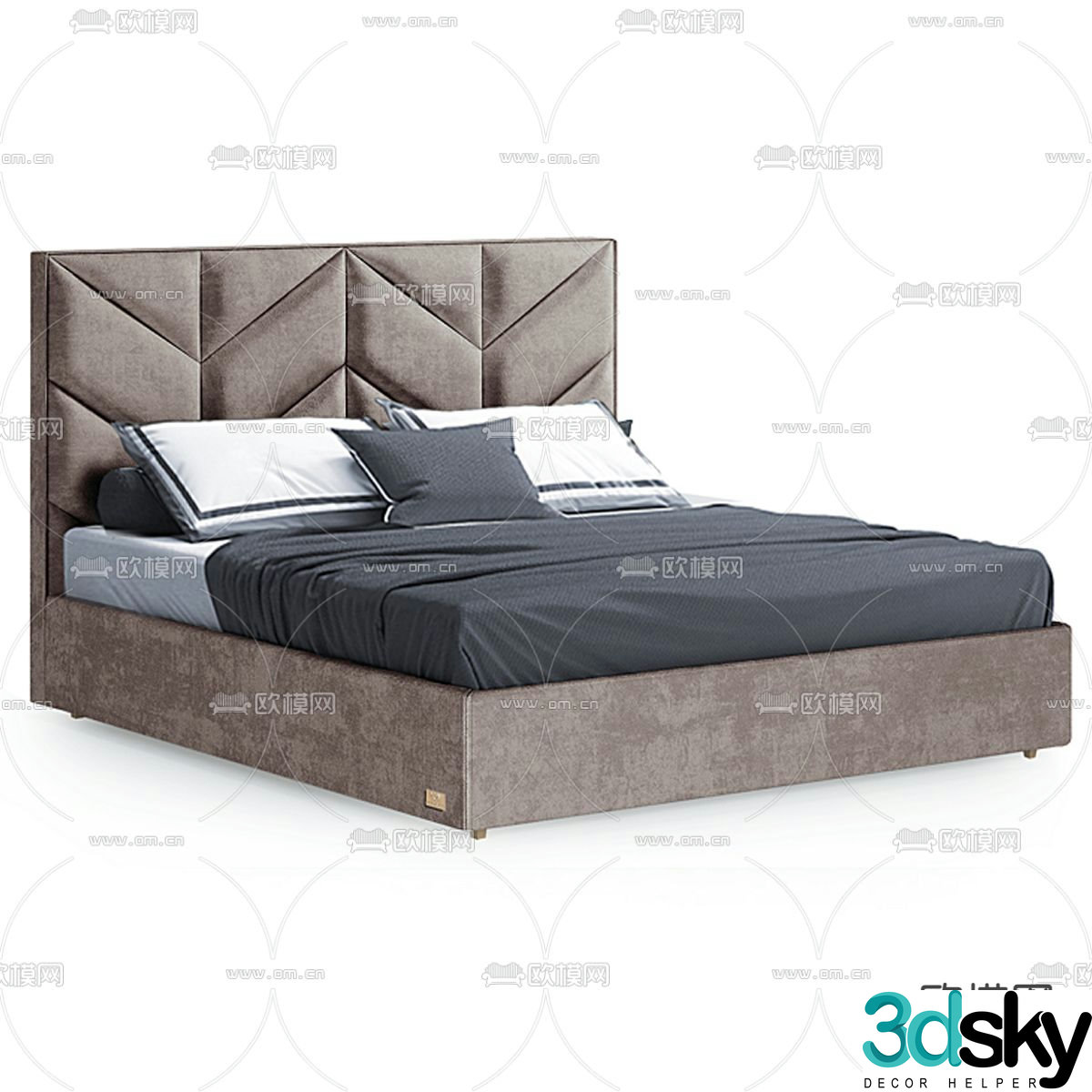 Italian double bed 3d model