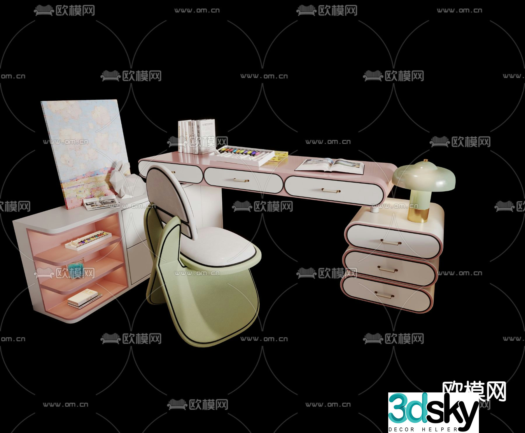 Modern children’s desk writing desk 3d model