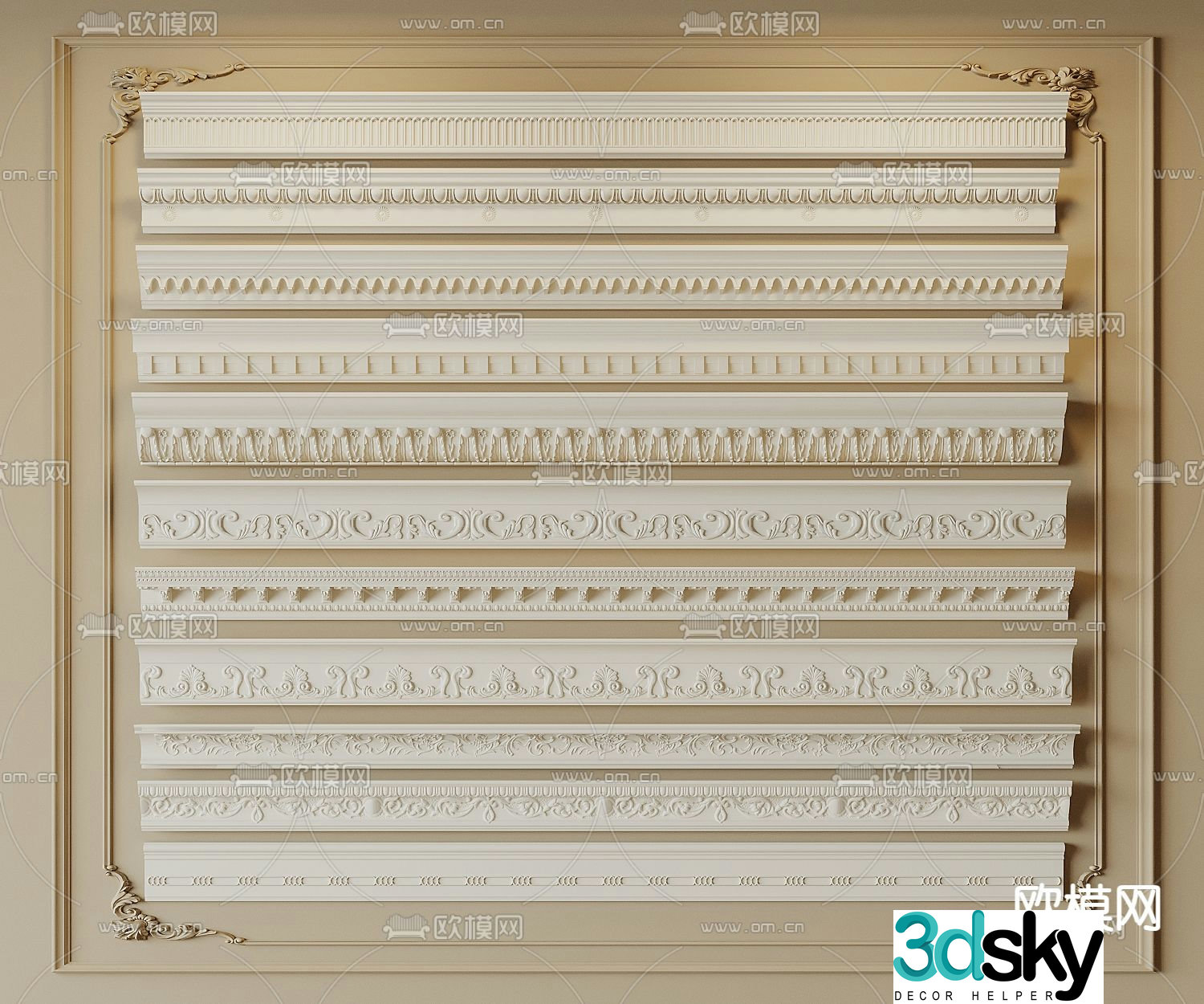 French gypsum line corner line 3d model