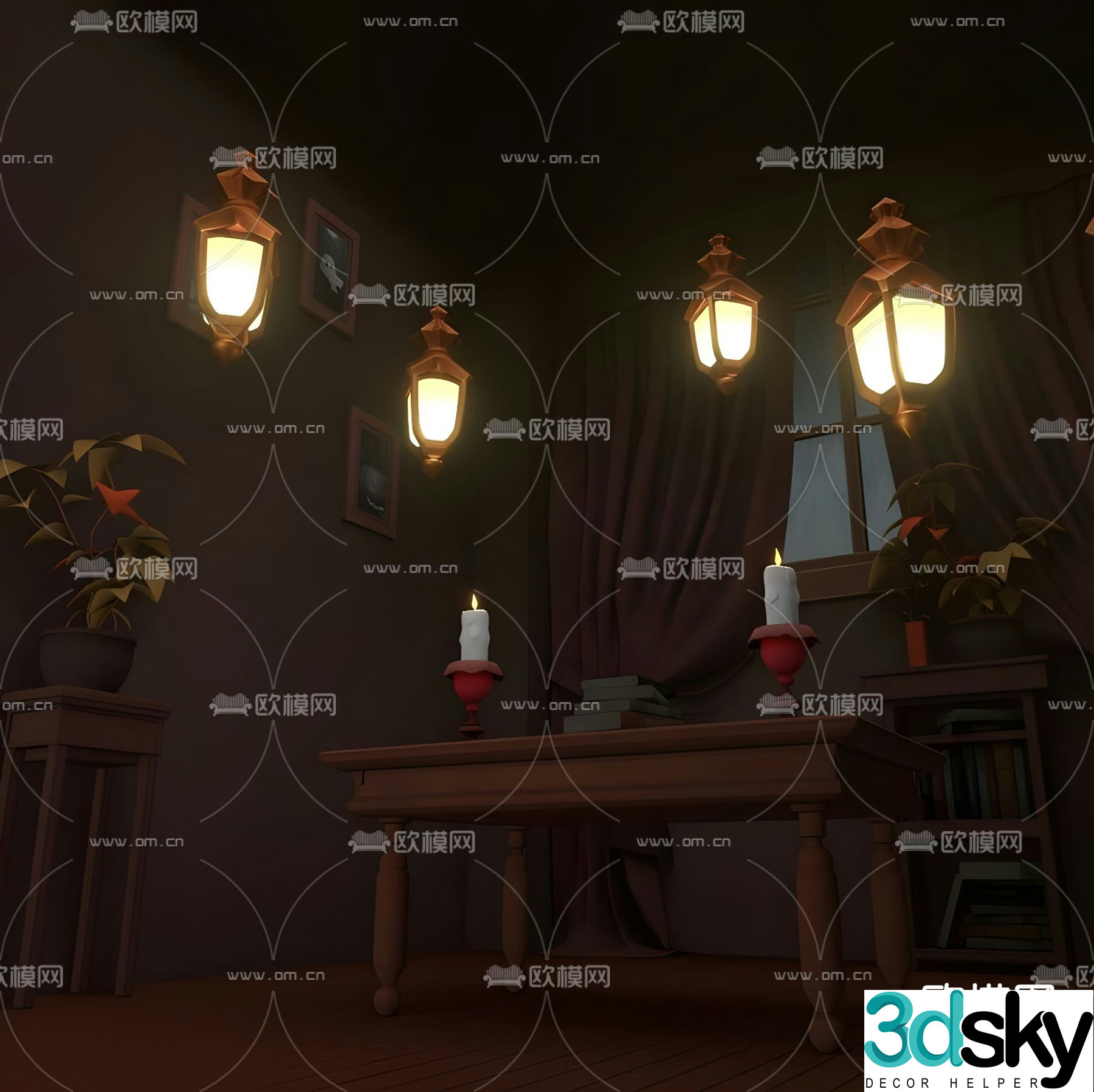 European Halloween cartoon scene game props 3d model