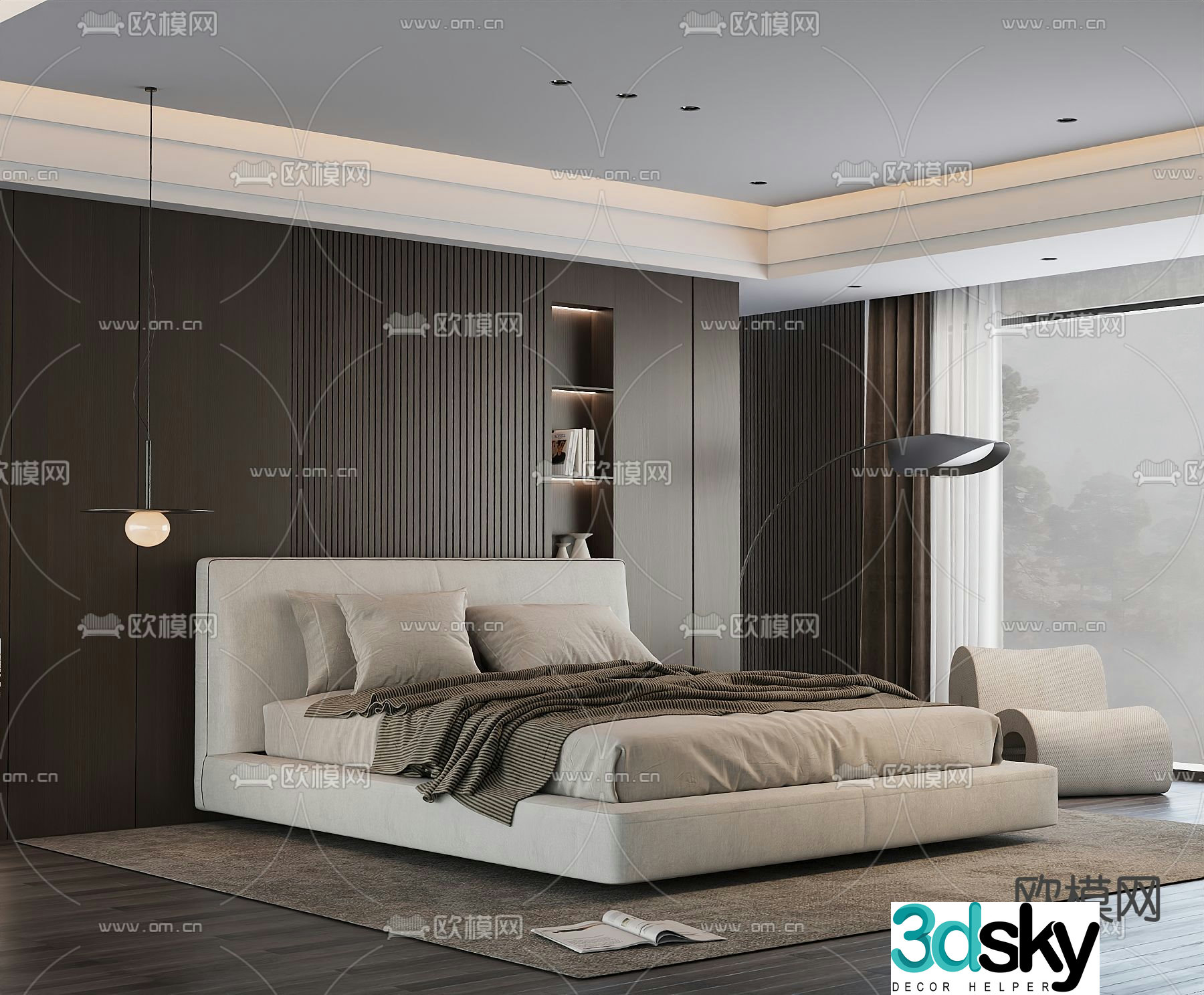 Modern double bed 3d model
