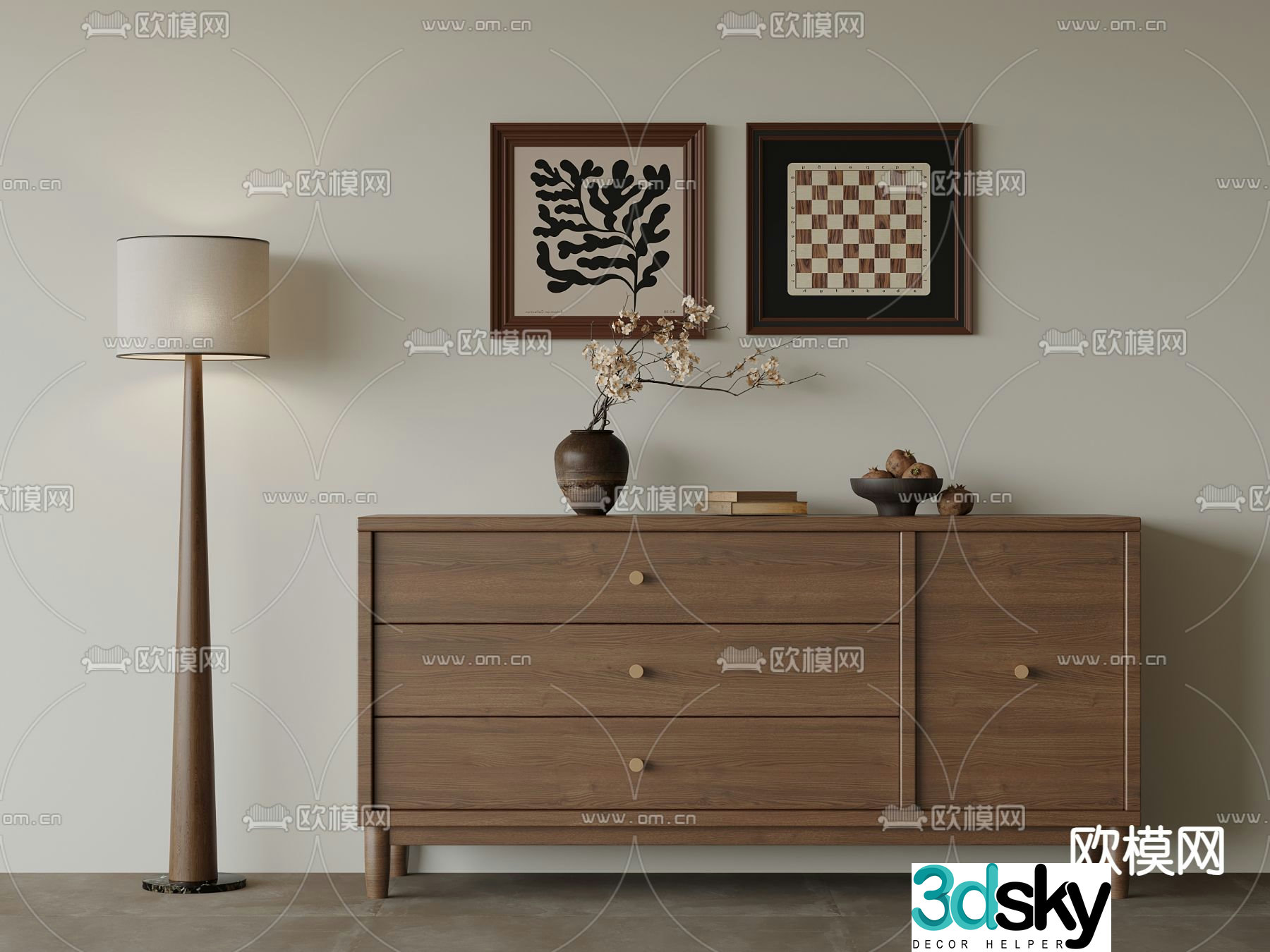 Medieval style entrance cabinet 3D model