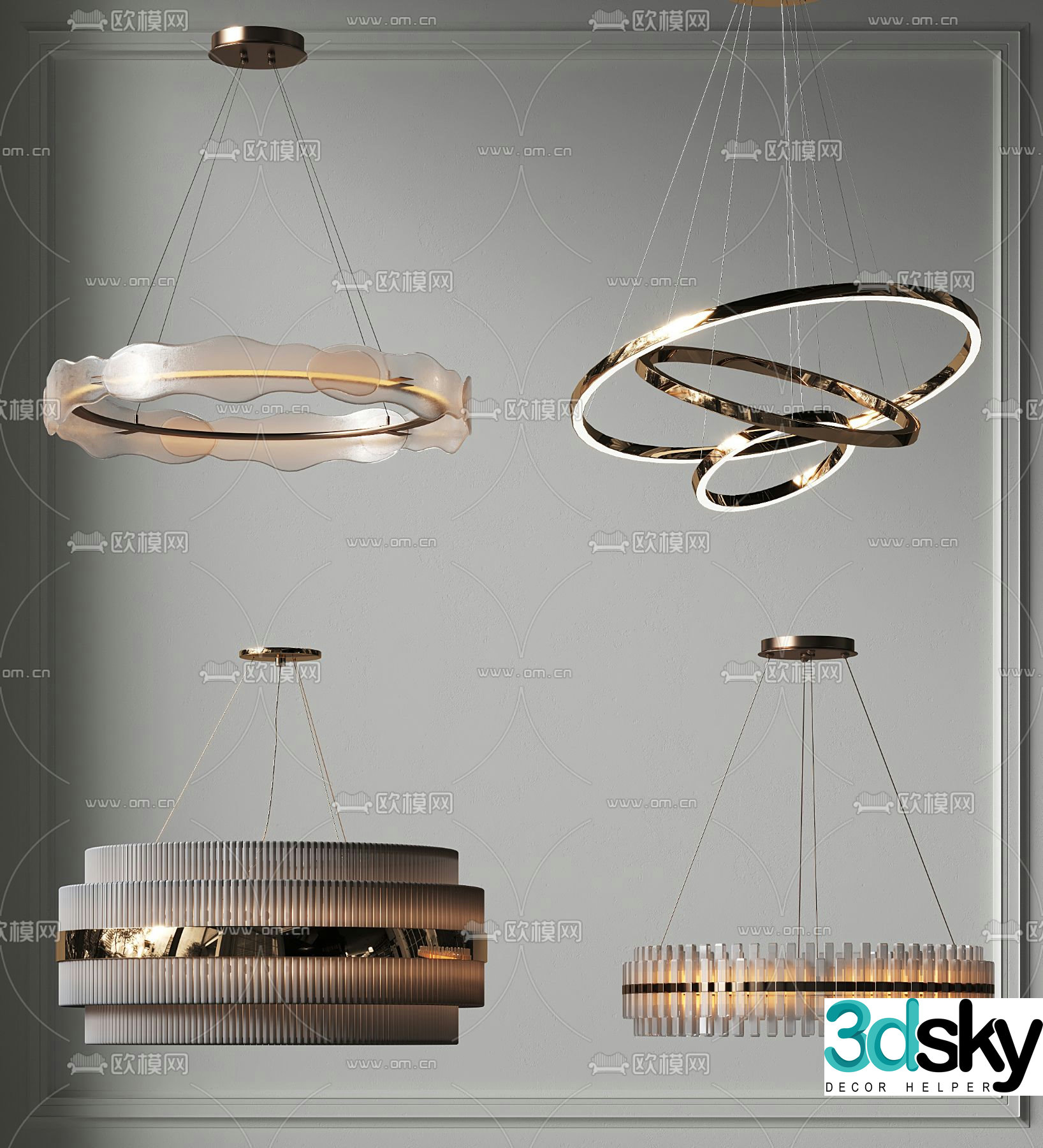 Light luxury chandelier ring chandelier 3d model