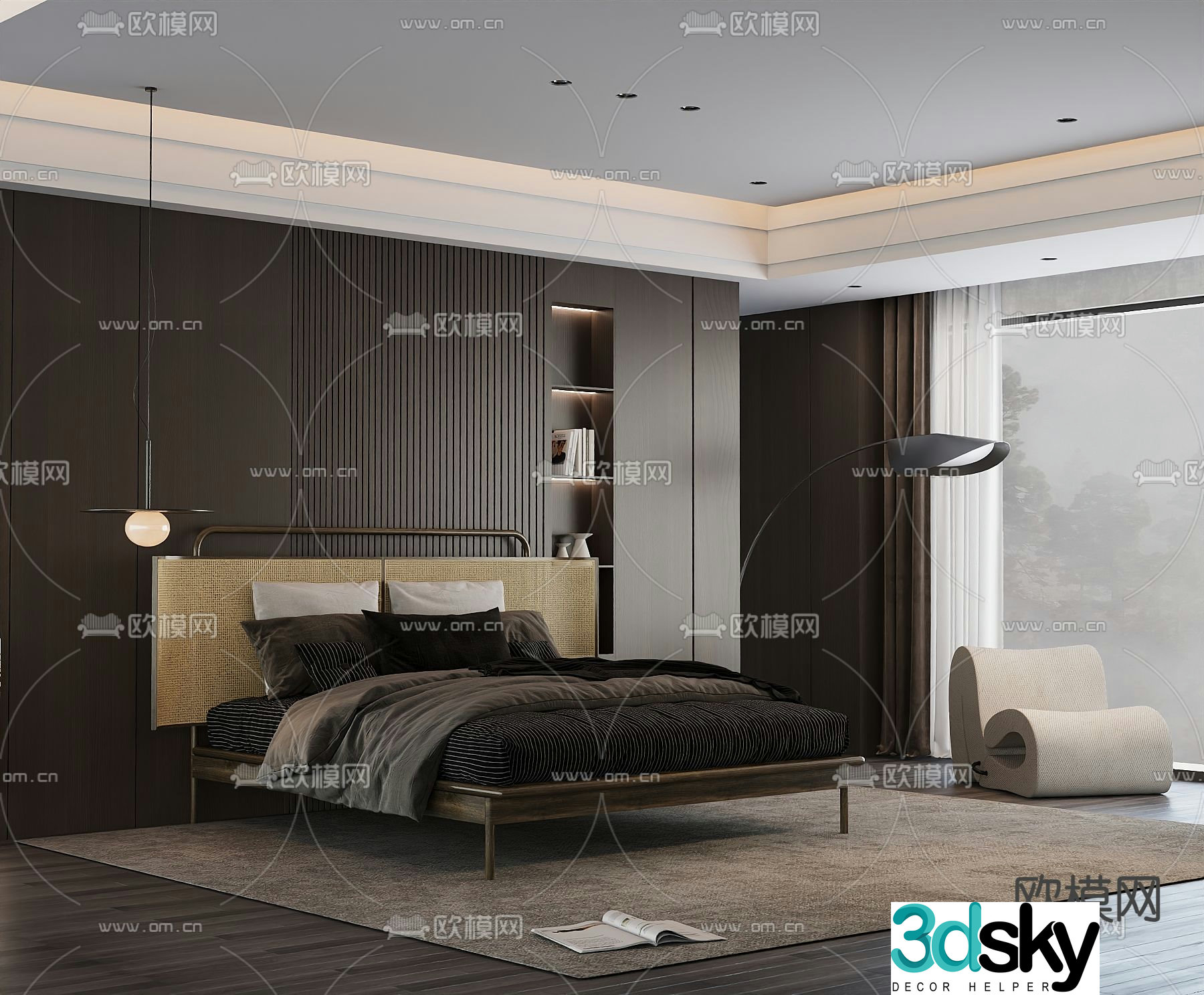 Italian double bed 3d model