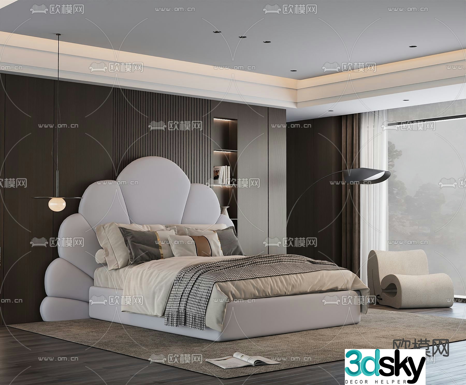 Italian double bed 3d model