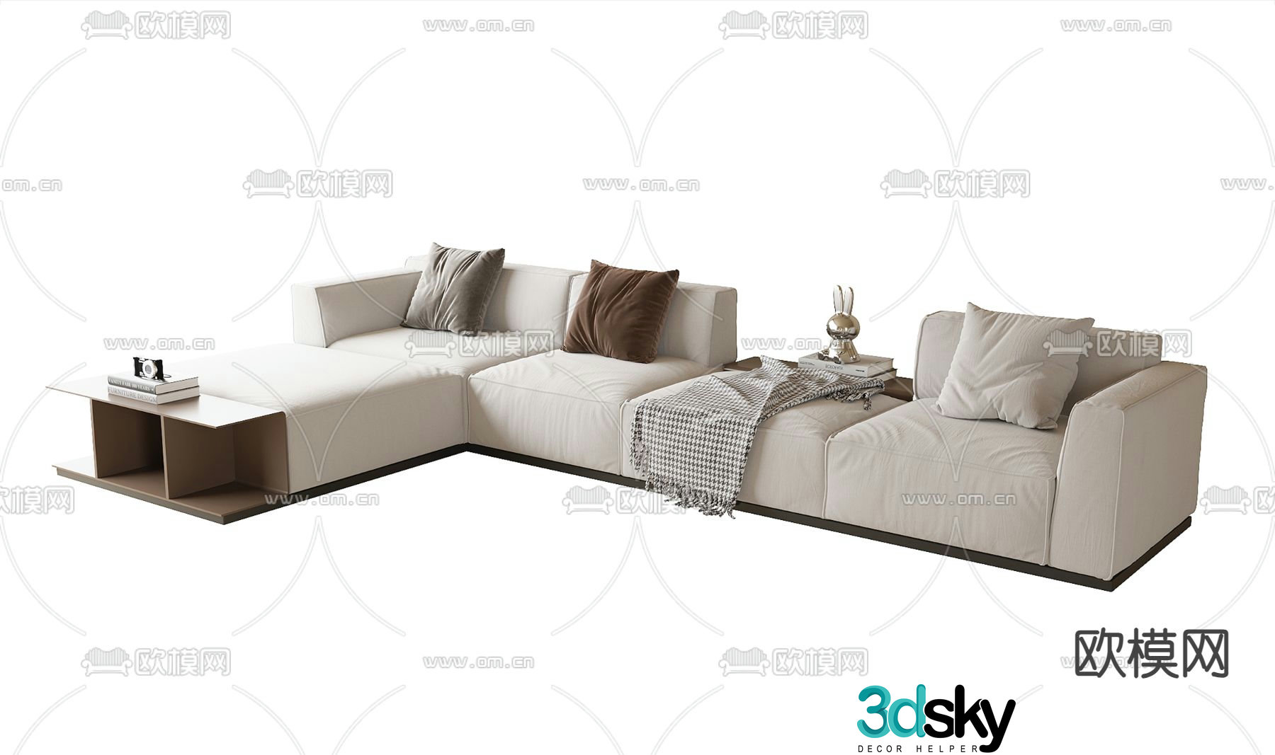 Modern corner sofa multi-person sofa 3d model
