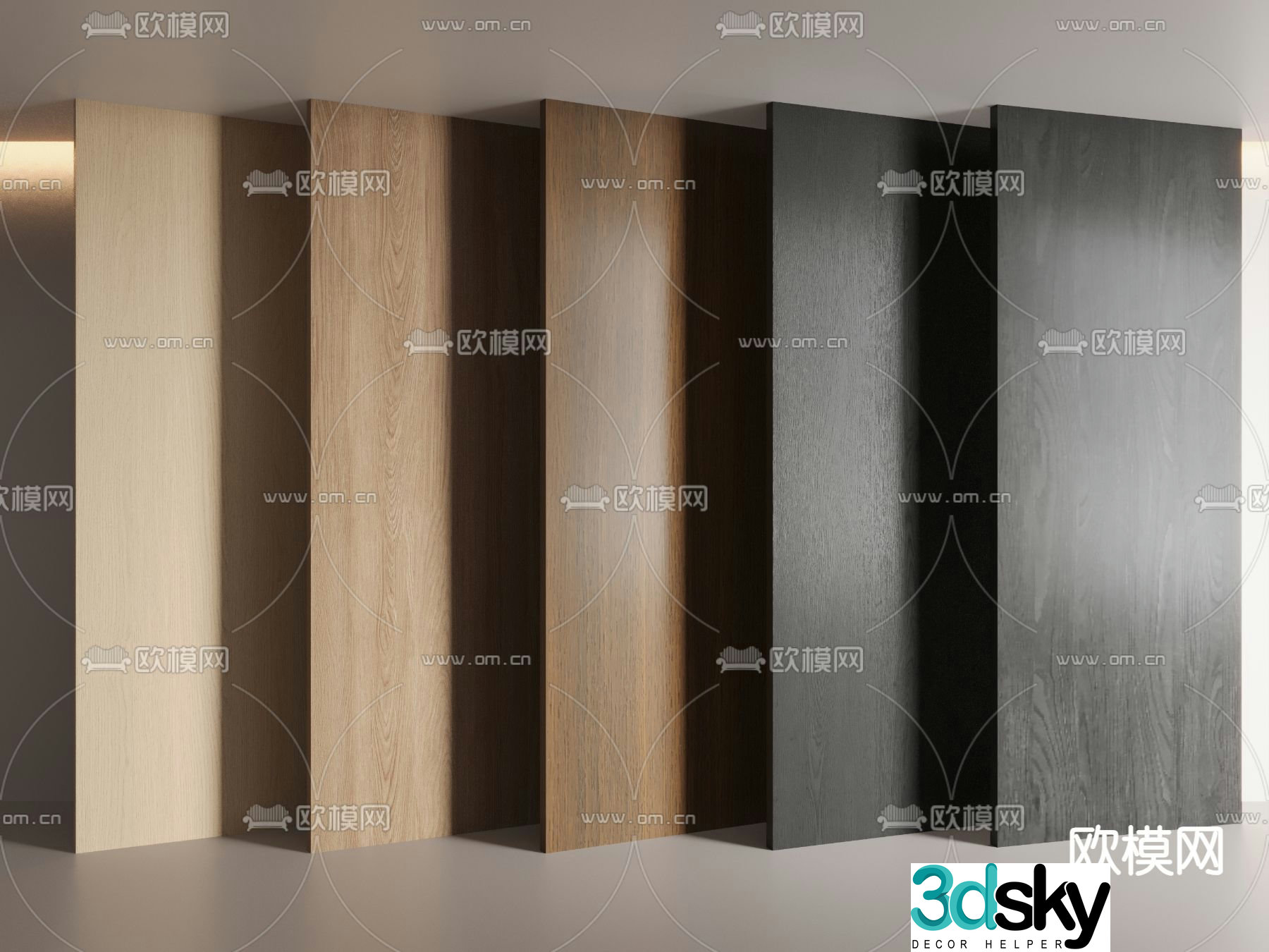 Modern wood grain wall panel wood veneer 3d model