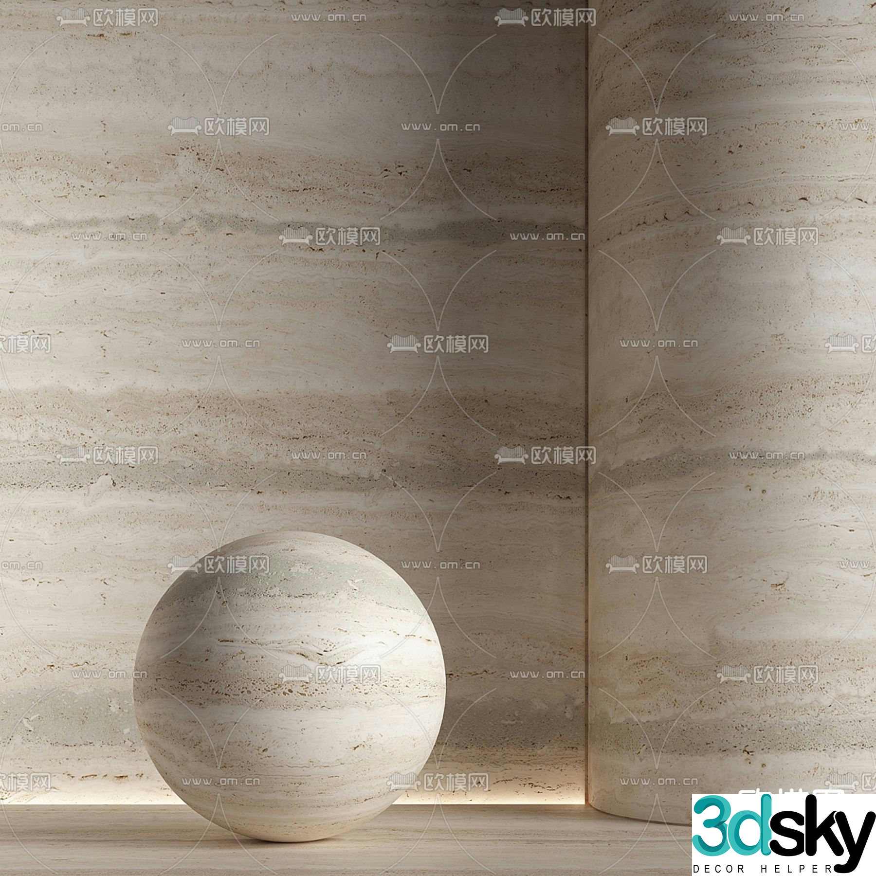Modern texture paint travertine marble wall 3d model