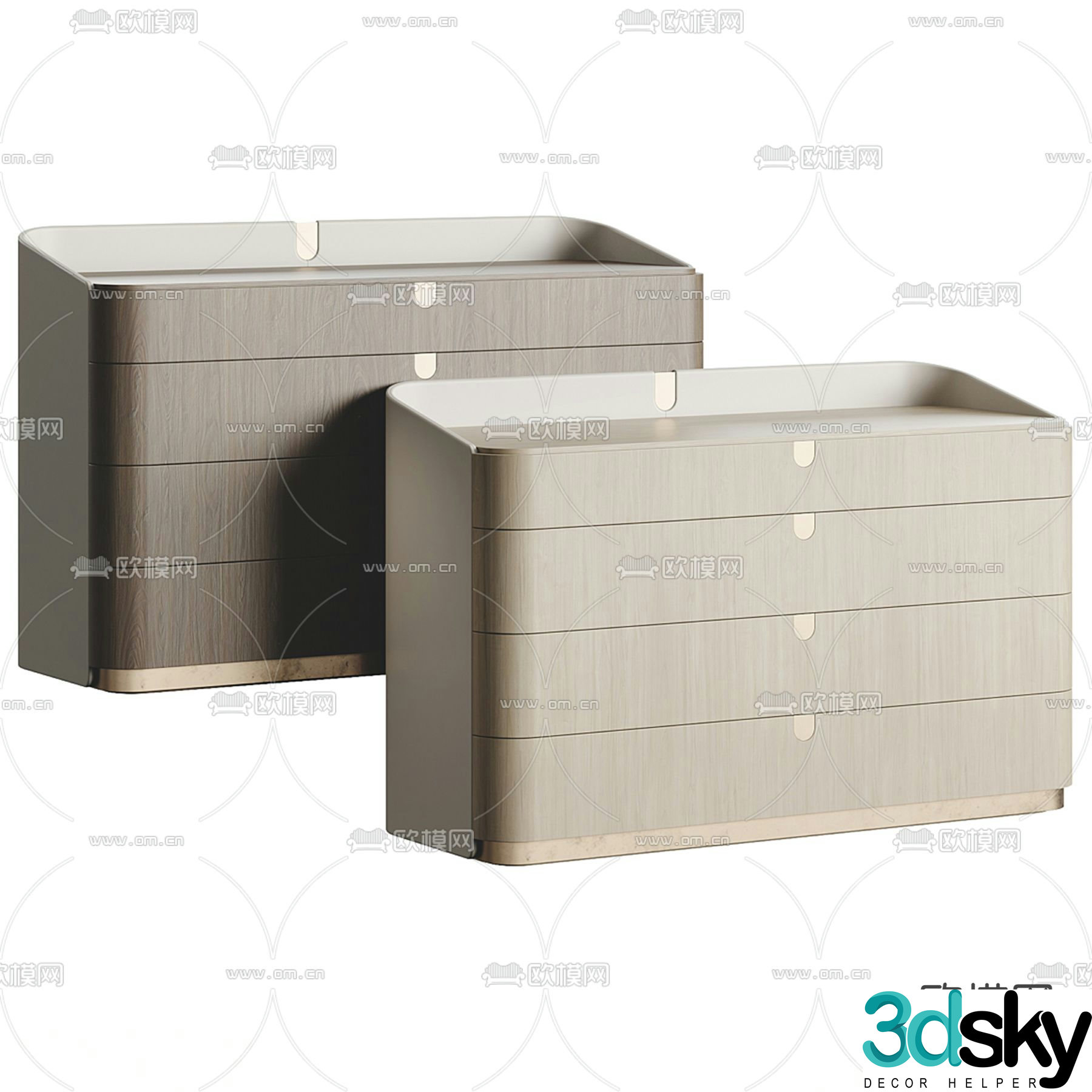 Capital Collection simple European solid wood bedside table 3d model