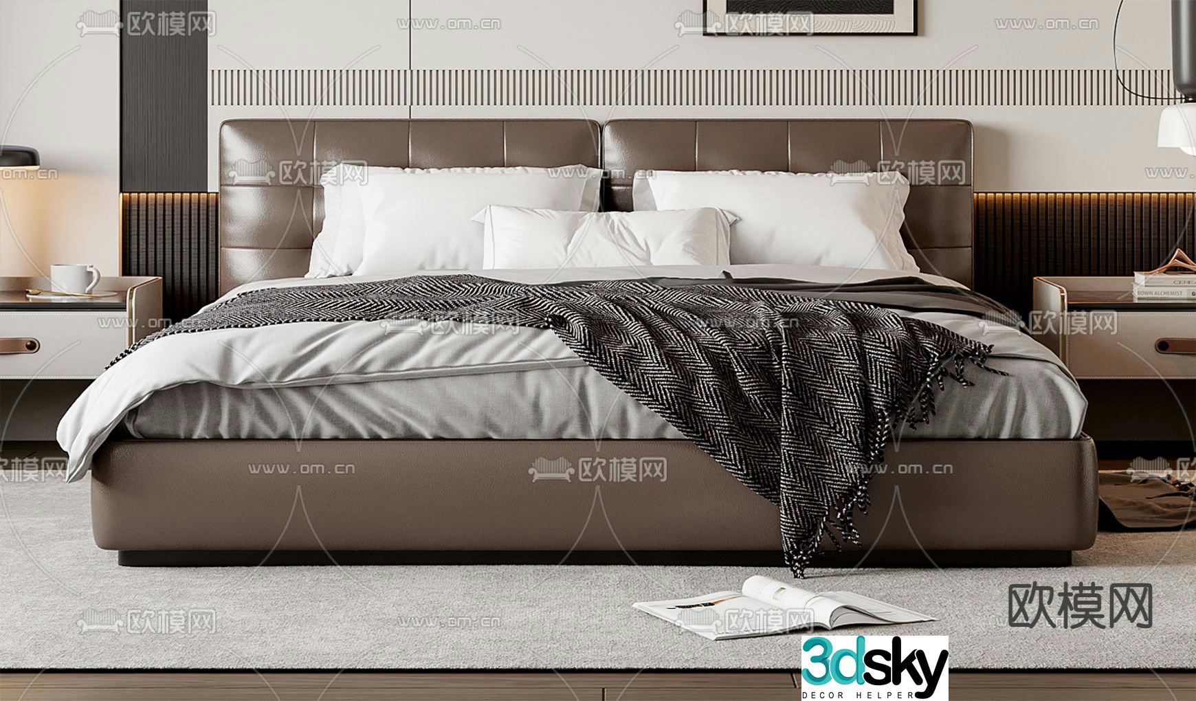 Italian double bed 3d model